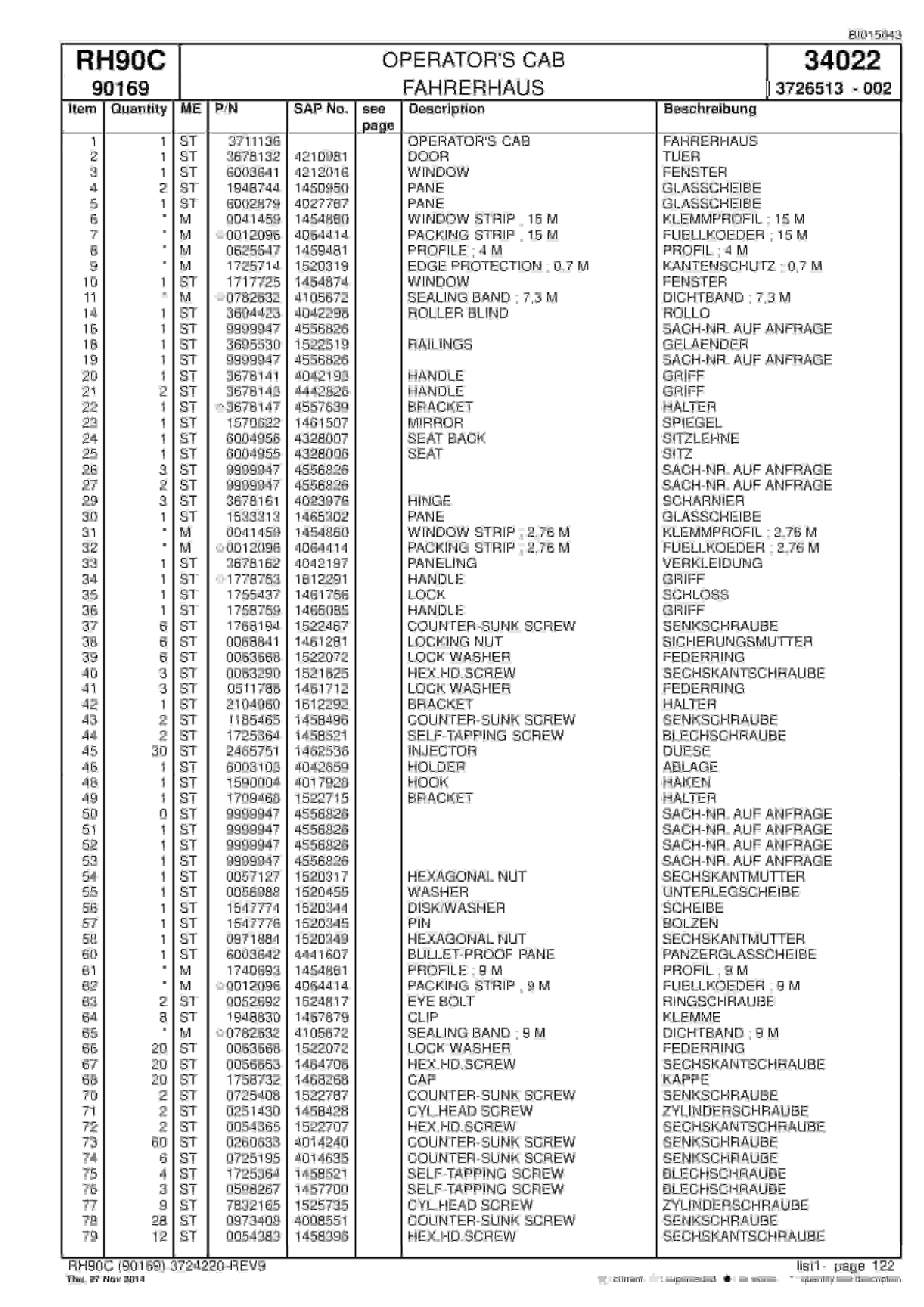 Caterpillar 6018 Hydraulic Shovel Spare Parts Manual BI015643-3