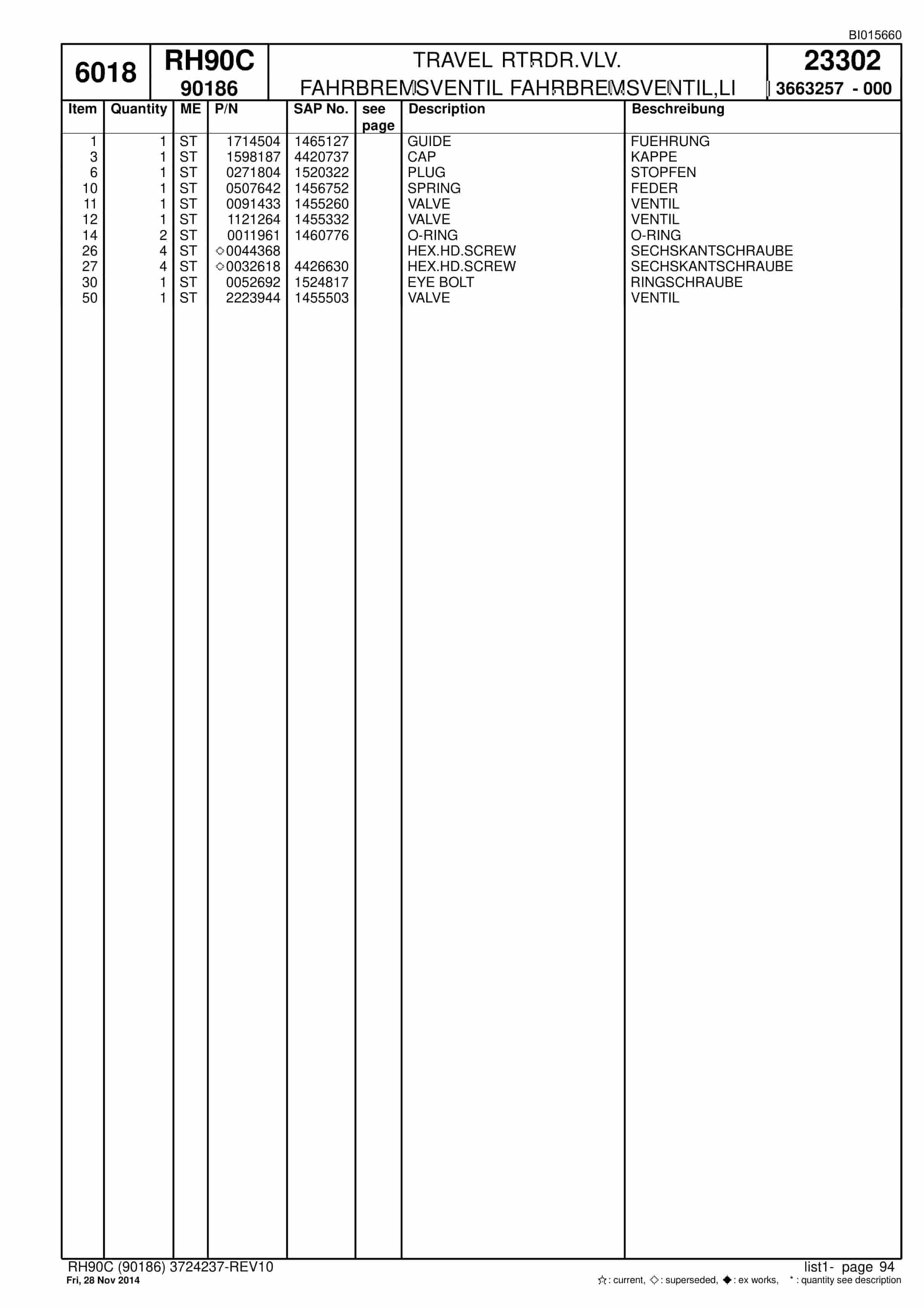 Caterpillar 6018 Hydraulic Shovel Spare Parts Manual BI015660-2