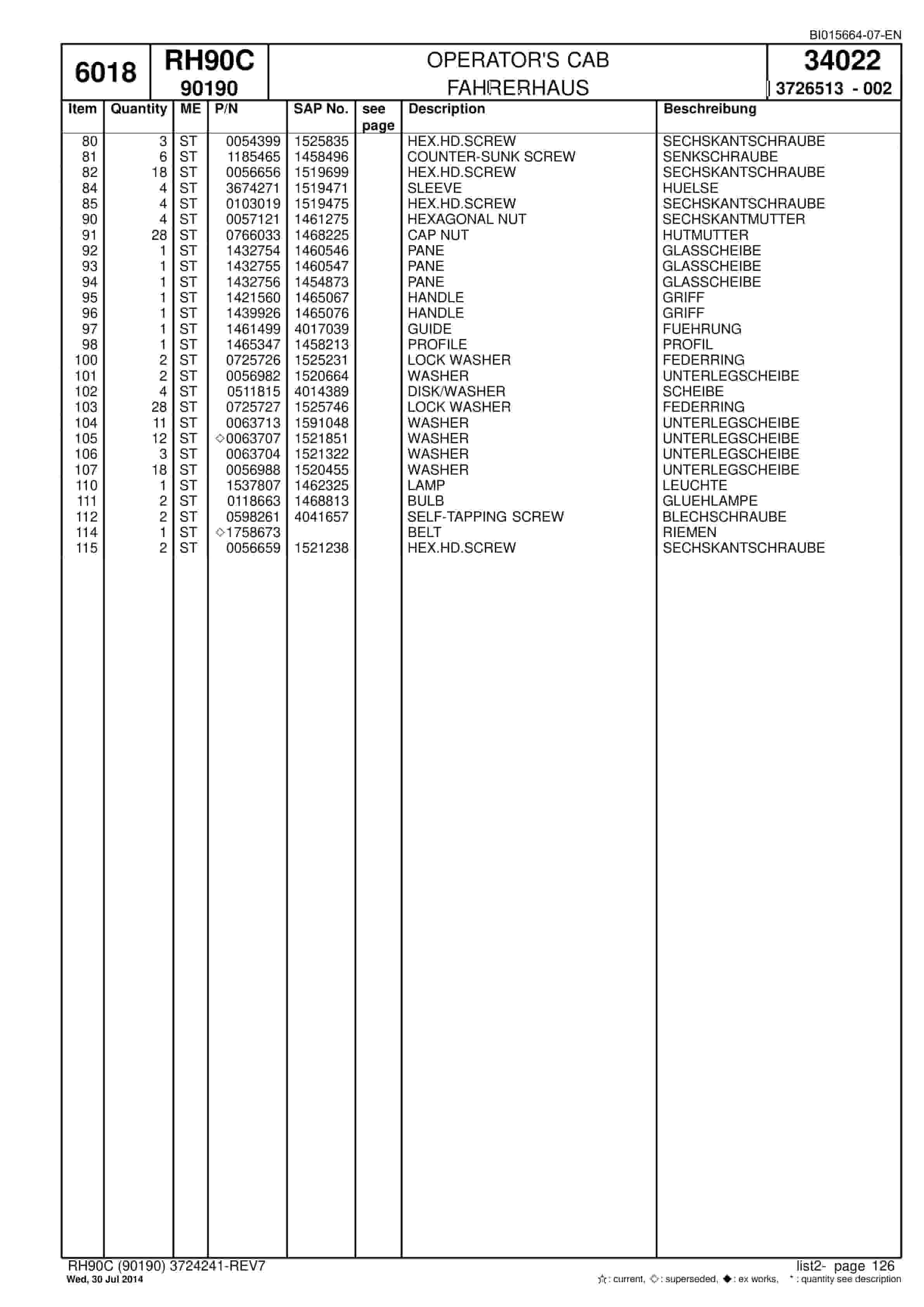 Caterpillar 6018 Hydraulic Shovel Spare Parts Manual BI015664-07-EN-3