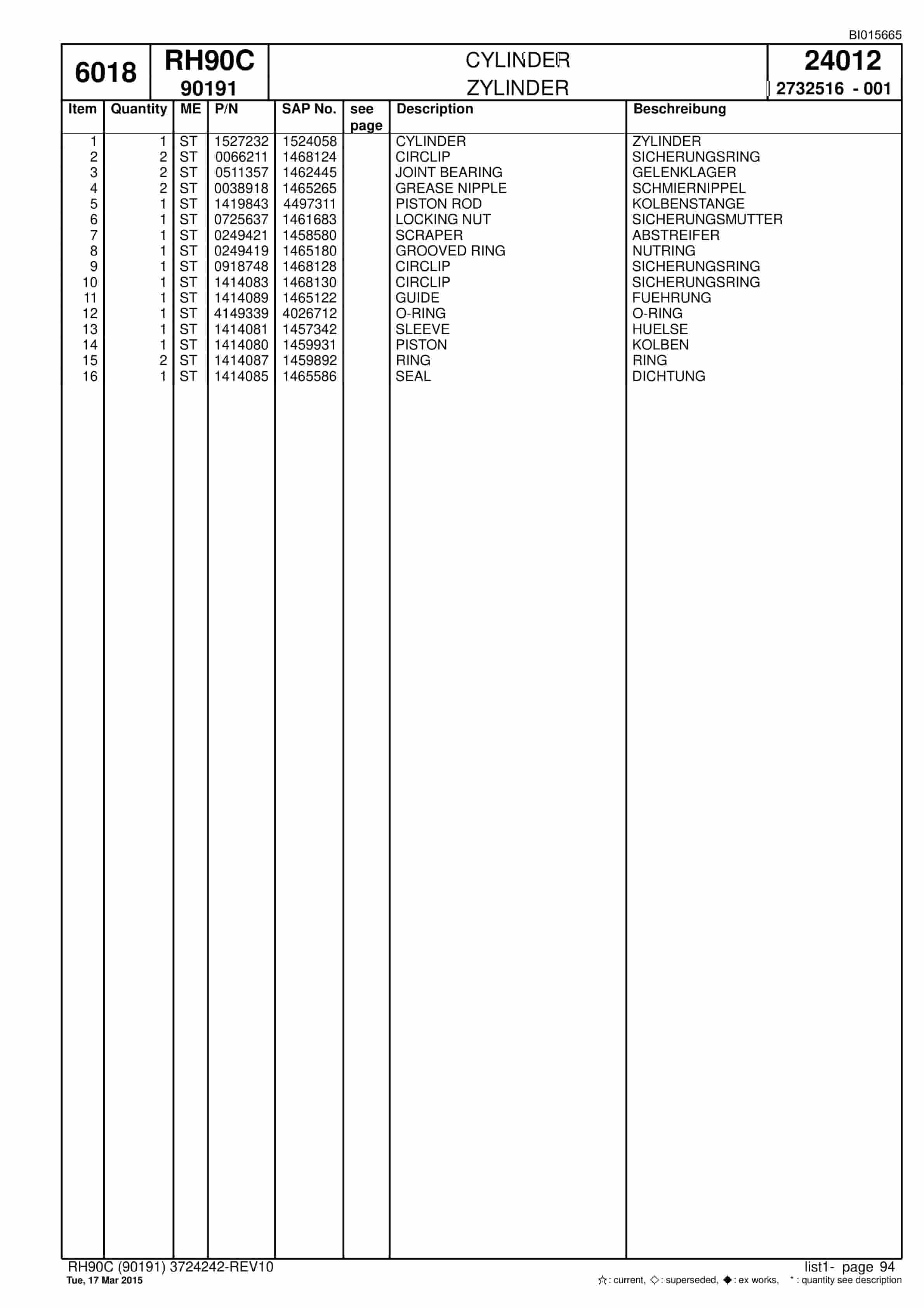 Caterpillar 6018 Hydraulic Shovel Spare Parts Manual BI015665-2
