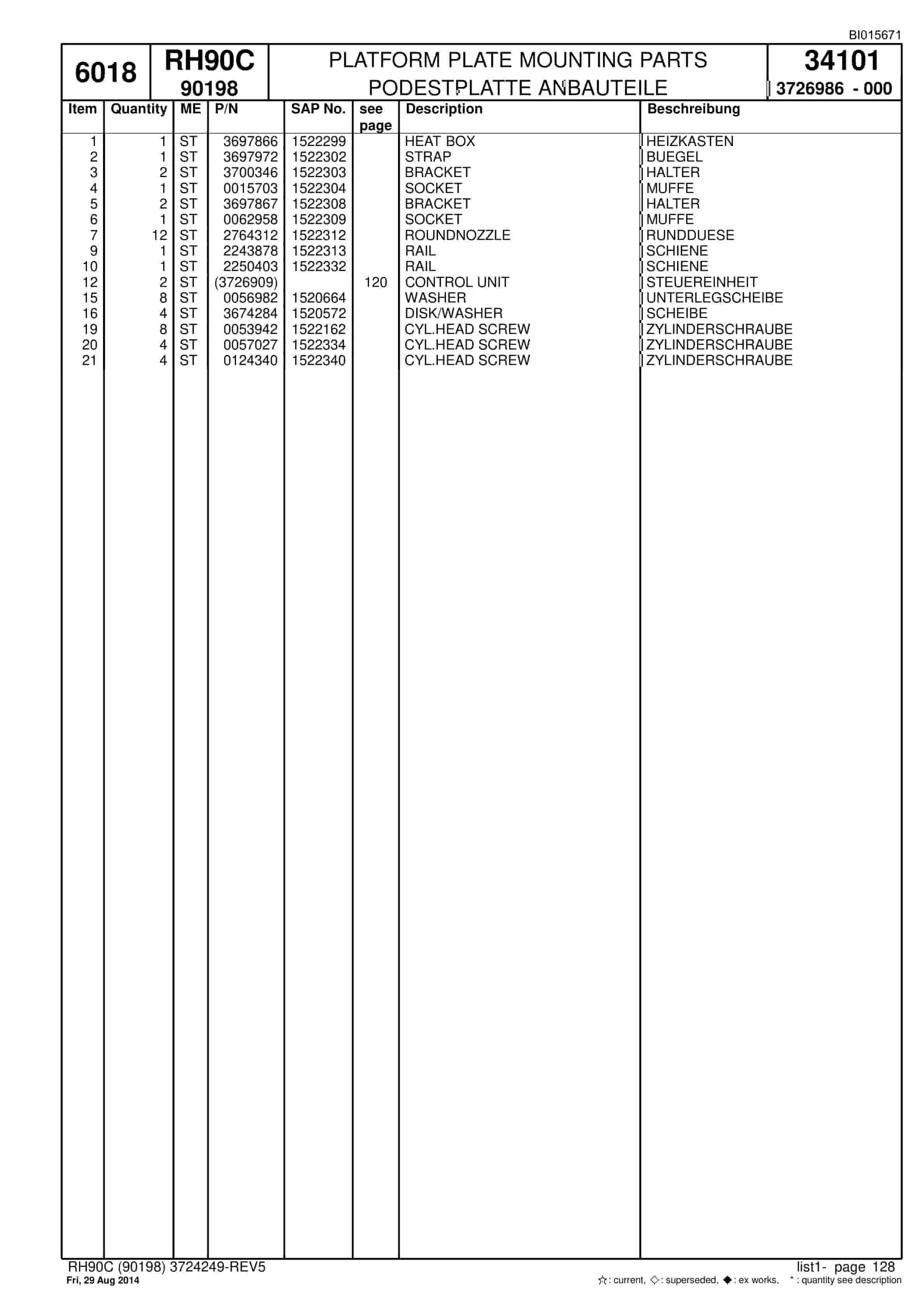 Caterpillar 6018 Hydraulic Shovel Spare Parts Manual BI015671-3