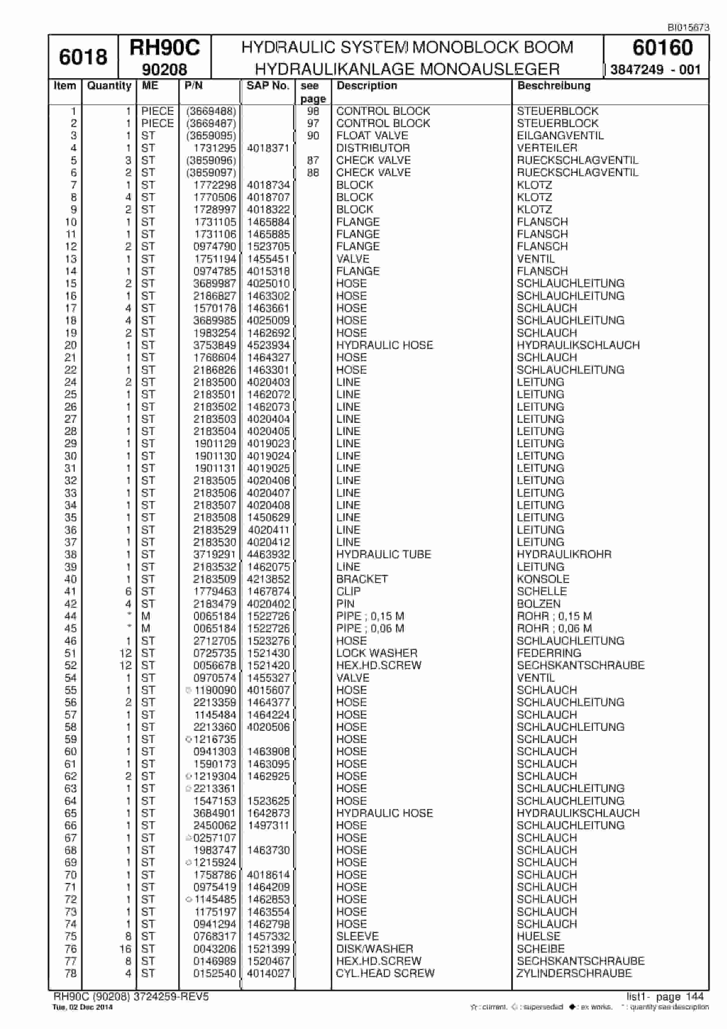 Caterpillar 6018 Hydraulic Shovel Spare Parts Manual BI015673-4