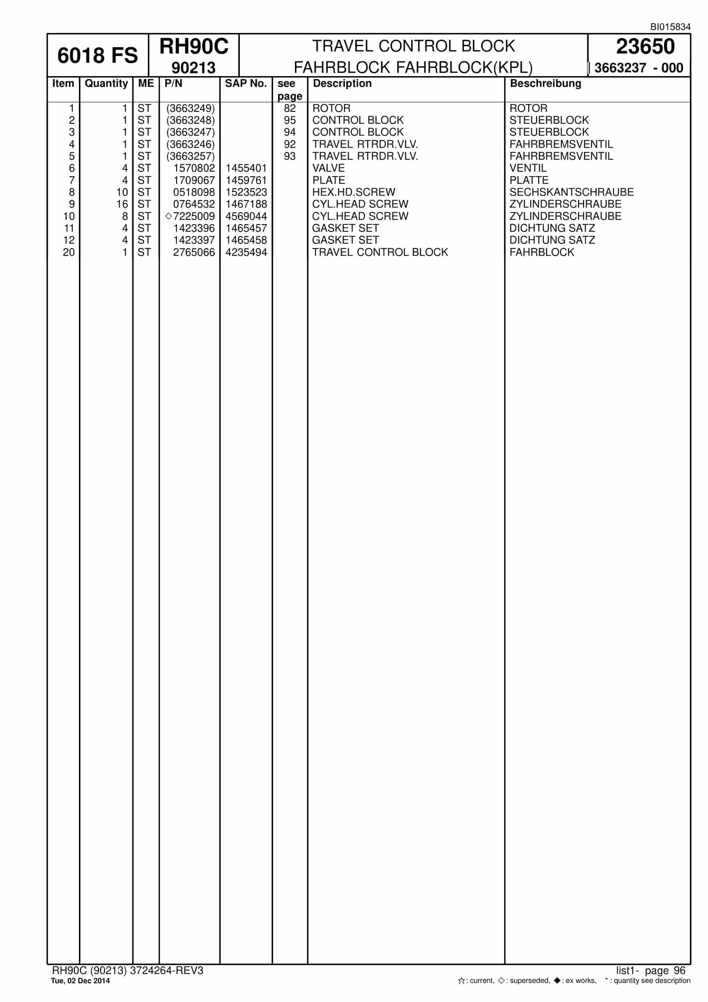 Caterpillar 6018 Hydraulic Shovel Spare Parts Manual BI015834-2