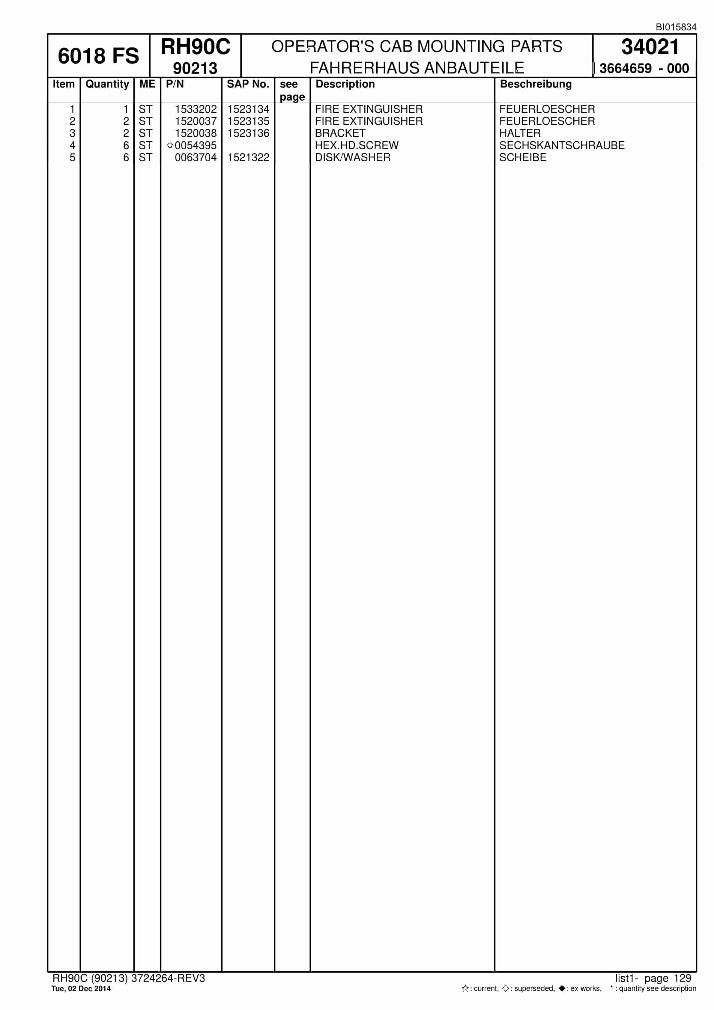 Caterpillar 6018 Hydraulic Shovel Spare Parts Manual BI015834-3