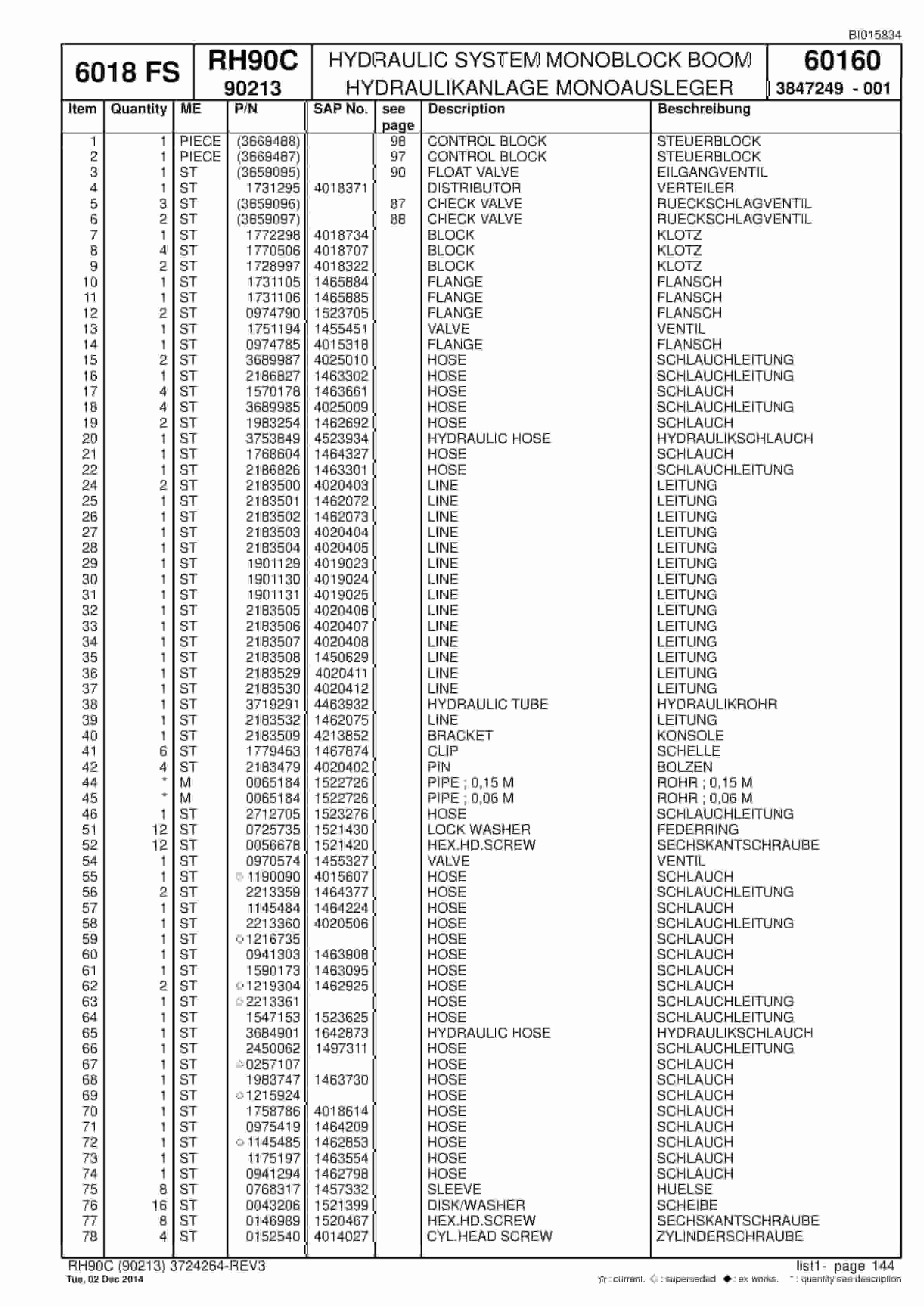 Caterpillar 6018 Hydraulic Shovel Spare Parts Manual BI015834-4
