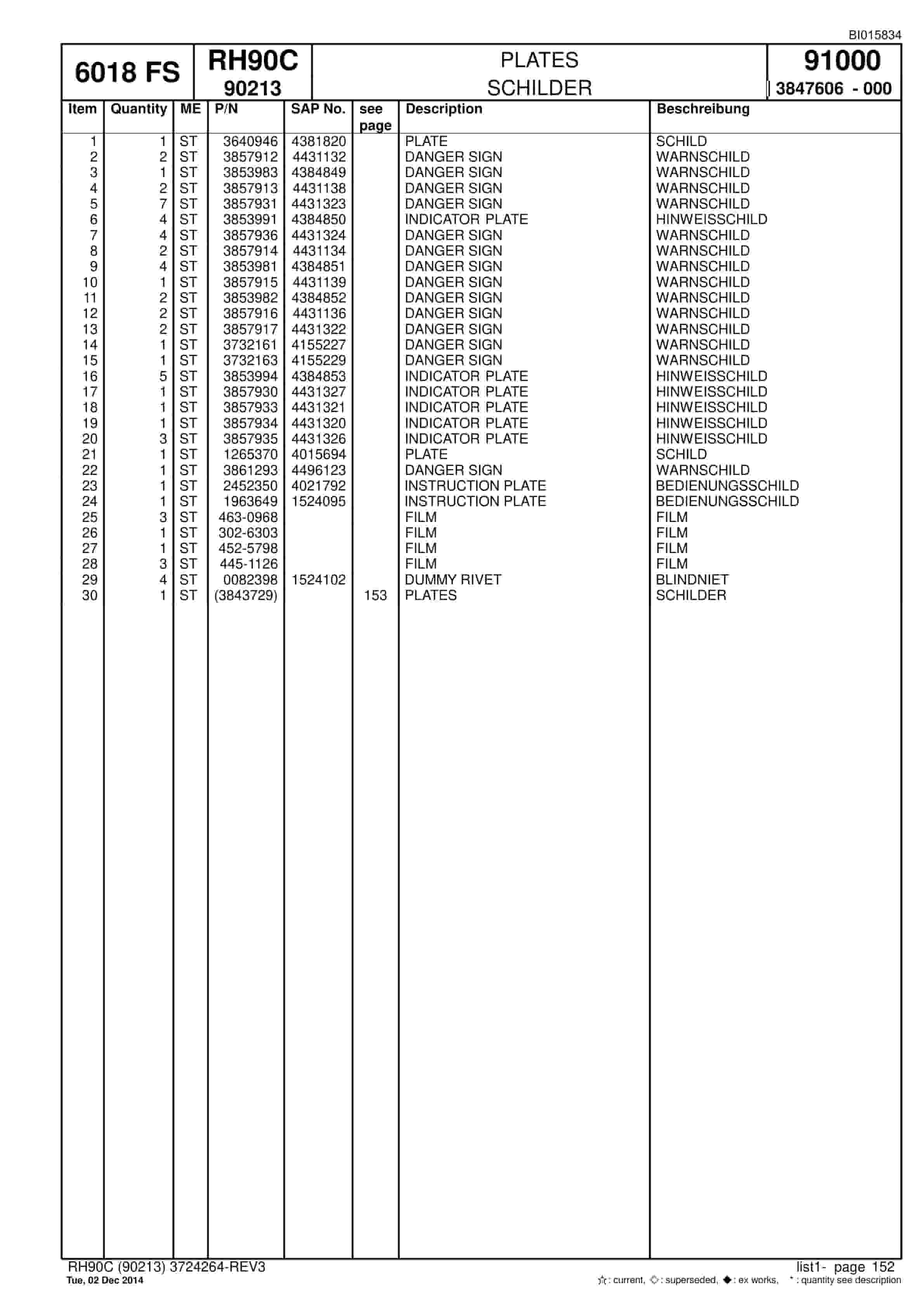 Caterpillar 6018 Hydraulic Shovel Spare Parts Manual BI015834-5
