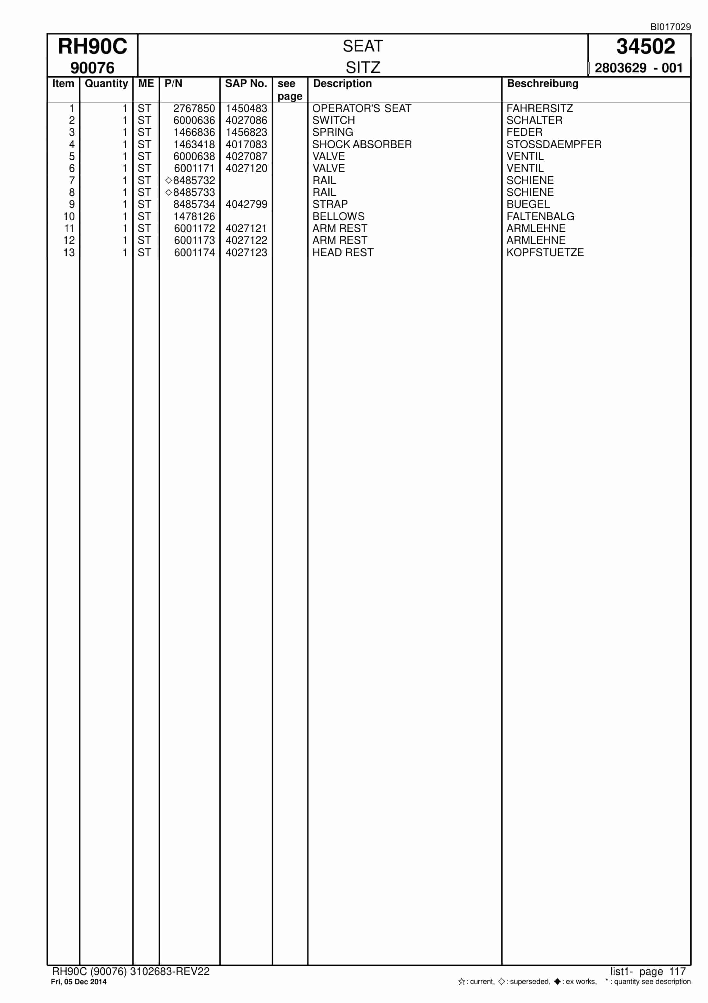 Caterpillar 6018 Hydraulic Shovel Spare Parts Manual BI017029-3