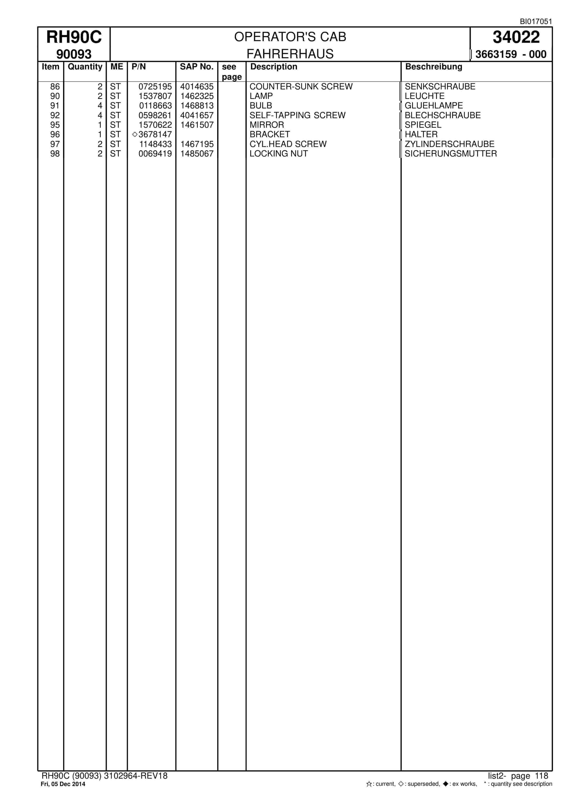 Caterpillar 6018 Hydraulic Shovel Spare Parts Manual BI017051-3