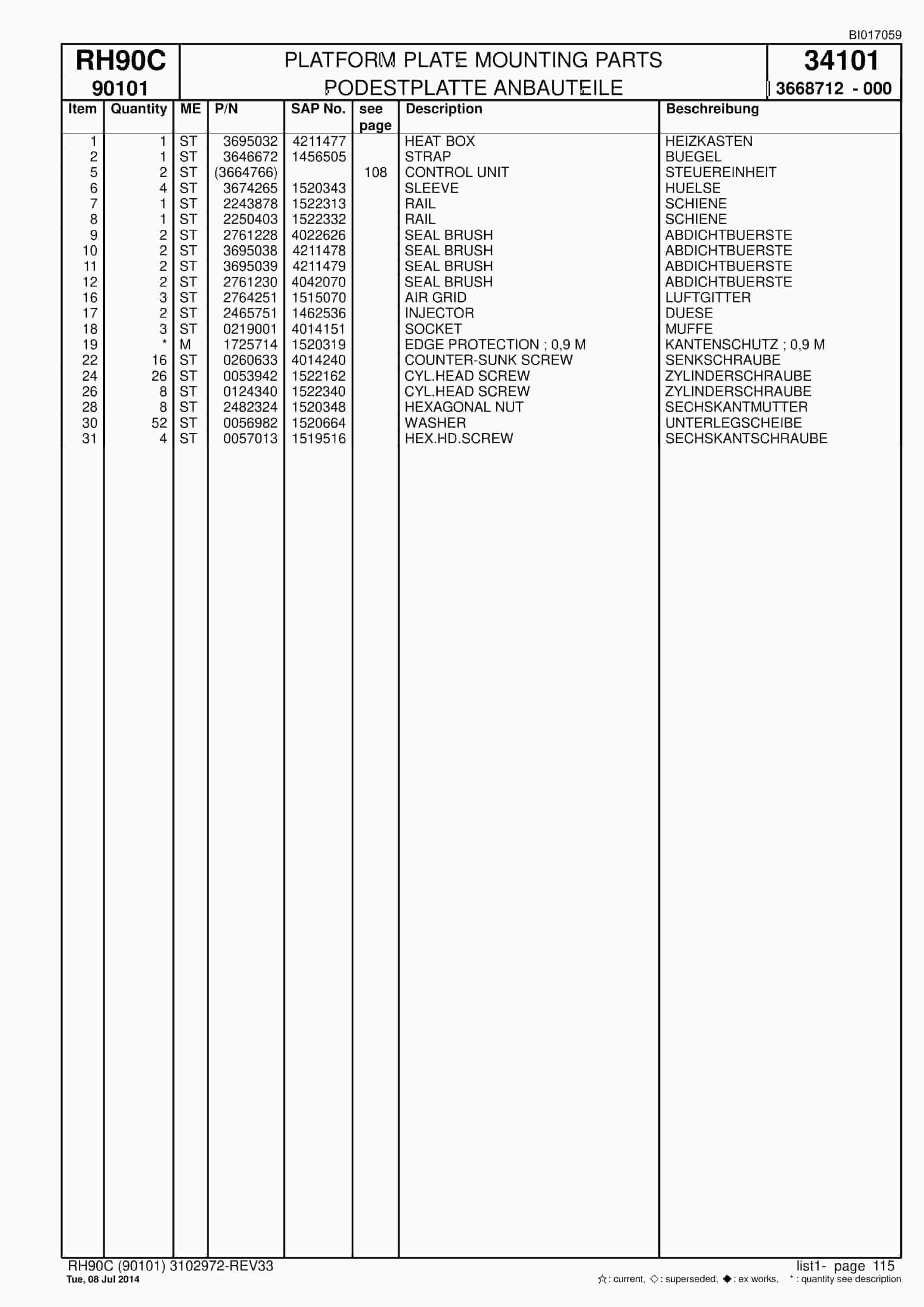 Caterpillar 6018 Hydraulic Shovel Spare Parts Manual BI017059-3