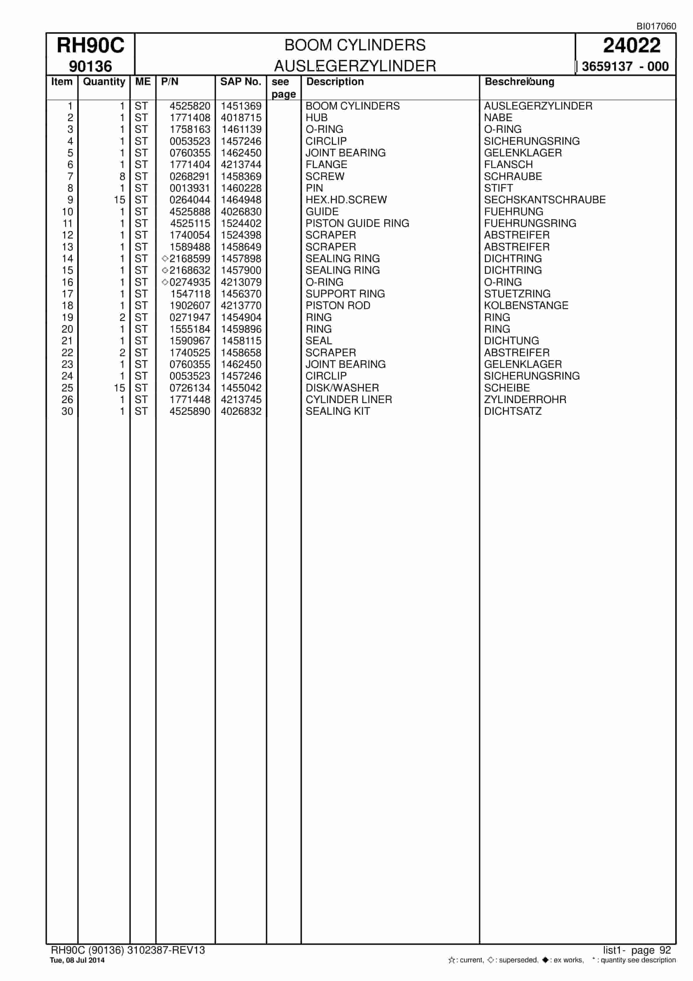 Caterpillar 6018 Hydraulic Shovel Spare Parts Manual BI017060-2
