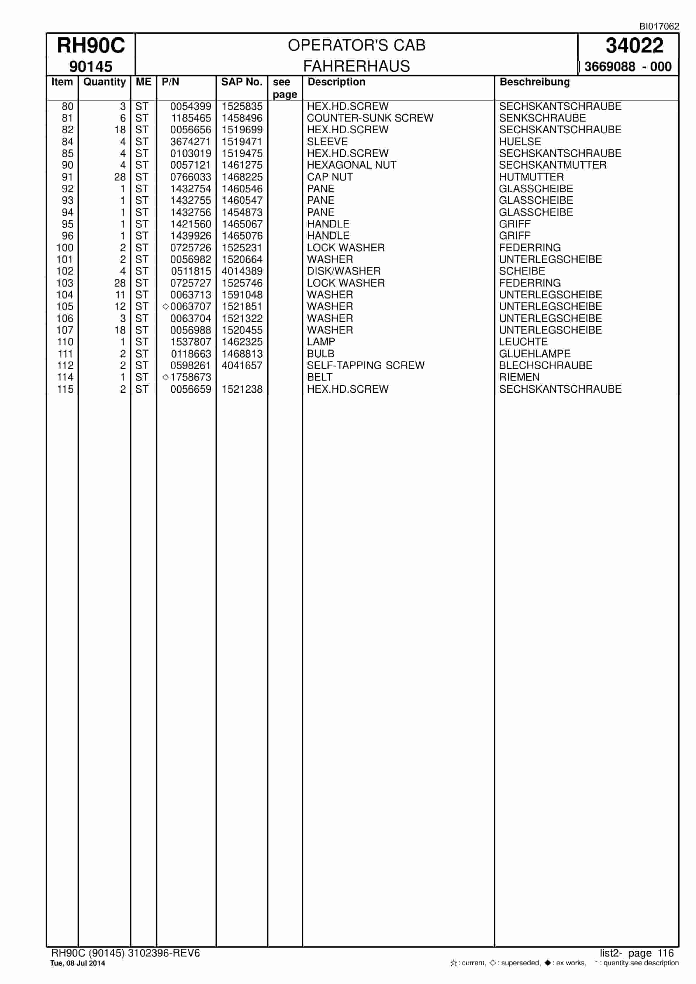 Caterpillar 6018 Hydraulic Shovel Spare Parts Manual BI017062-3