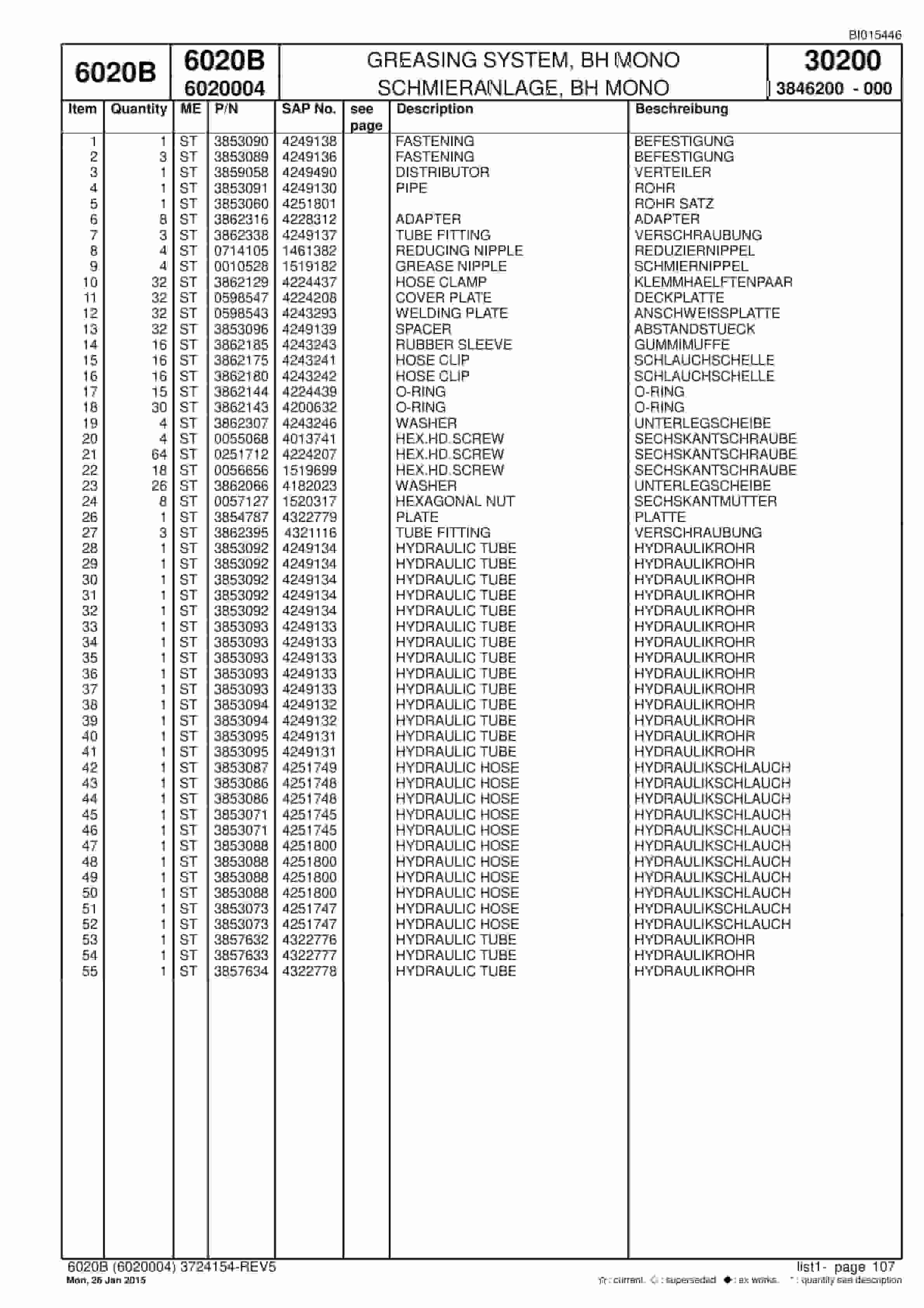 Caterpillar 6020B Hydraulic Shovel Spare Parts Manual BI015446-3