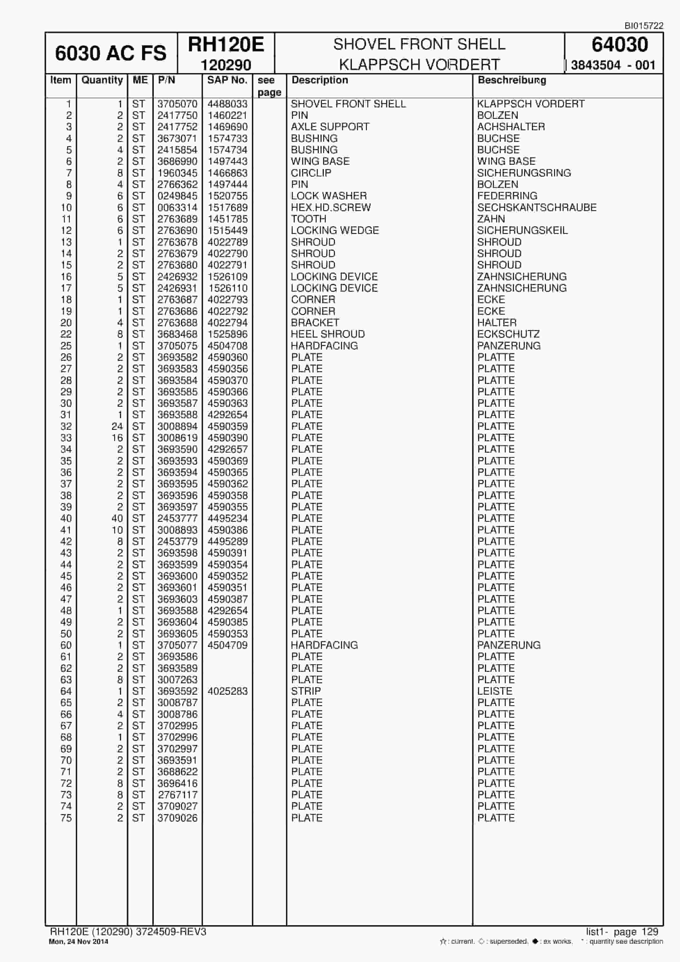 Caterpillar 6030 AC FS Hydraulic Shovel Spare Parts Manual BI015722-4