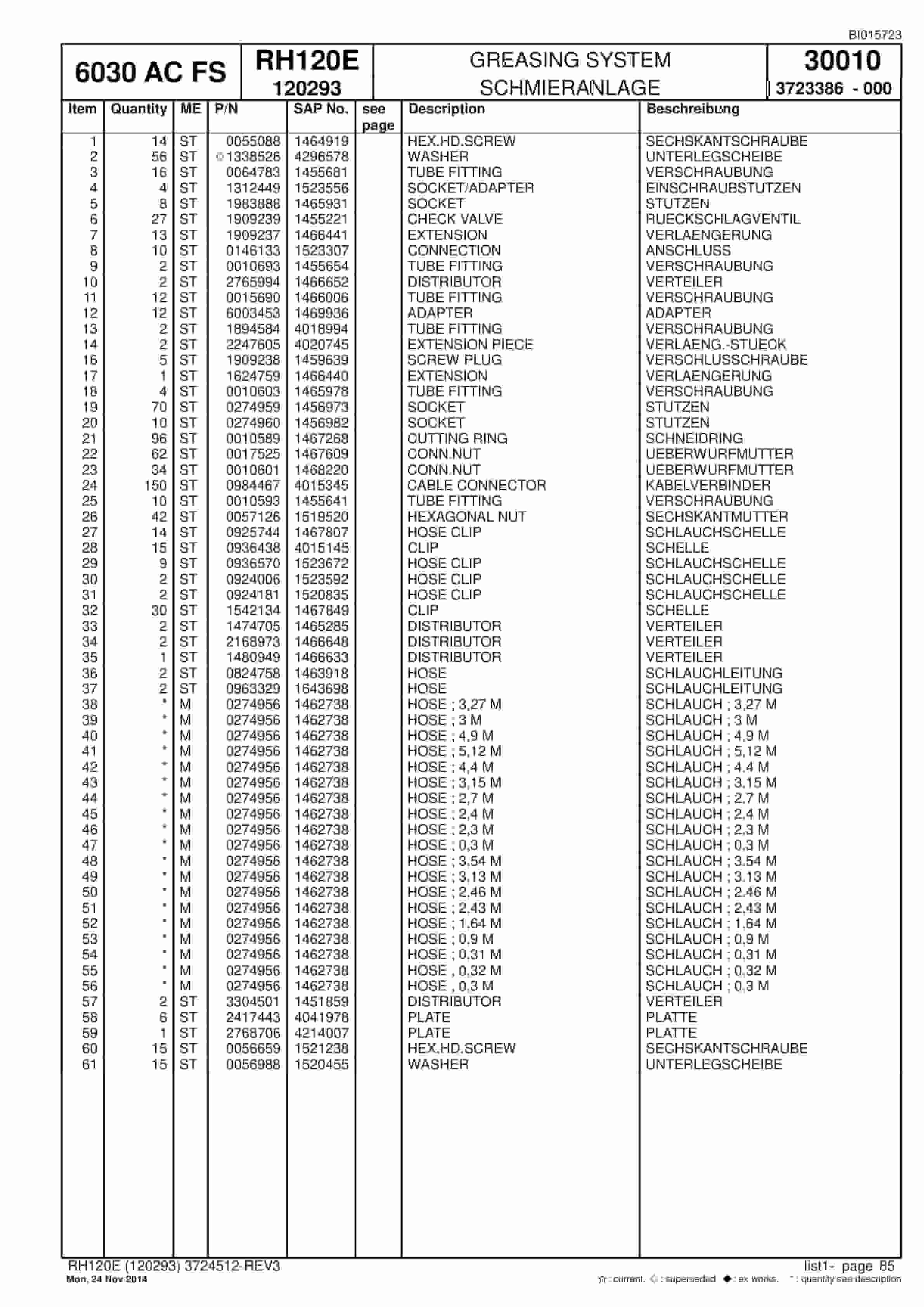 Caterpillar 6030 AC FS Hydraulic Shovel Spare Parts Manual BI015723-2