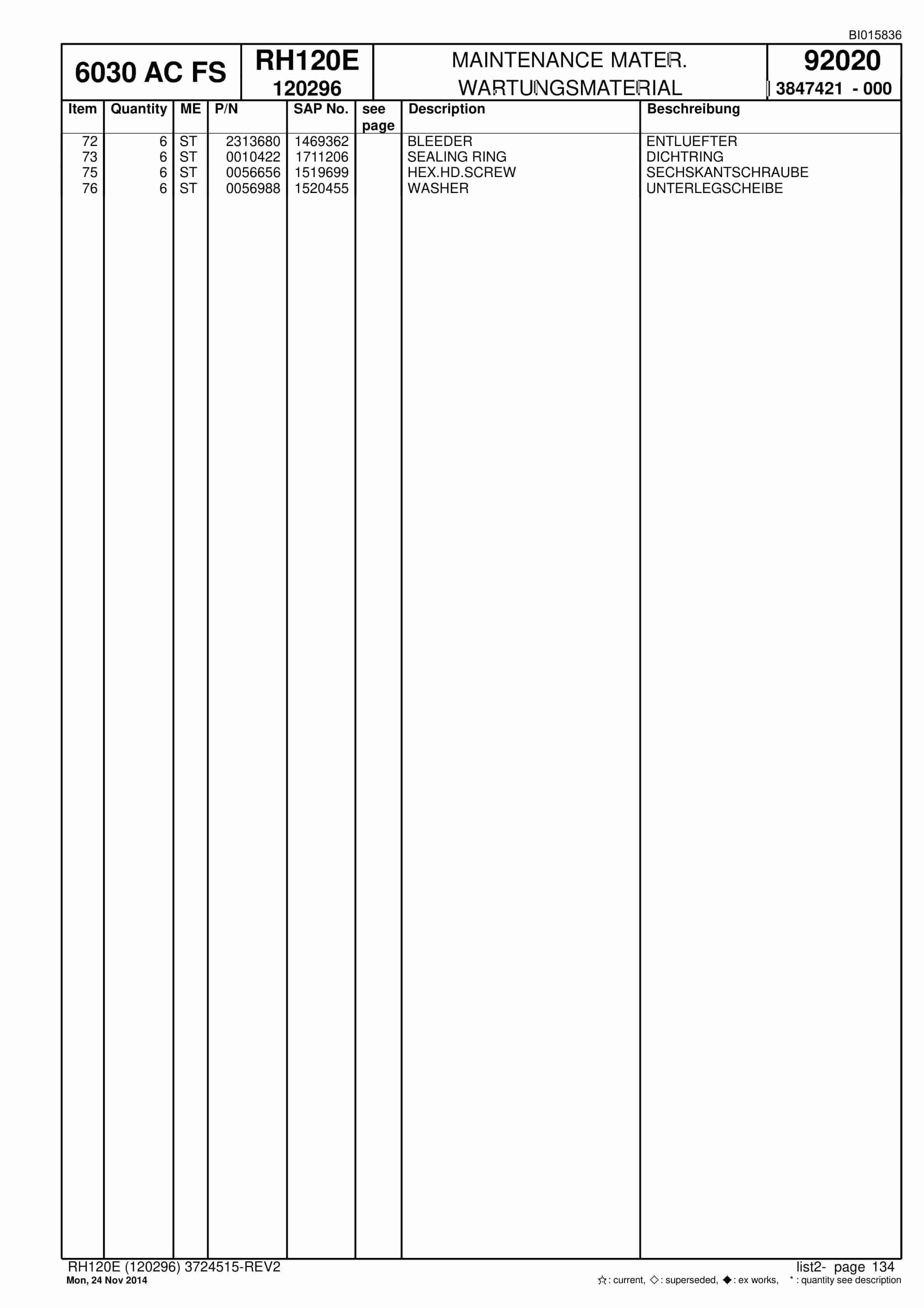 Caterpillar 6030 AC FS Hydraulic Shovel Spare Parts Manual BI015836-5