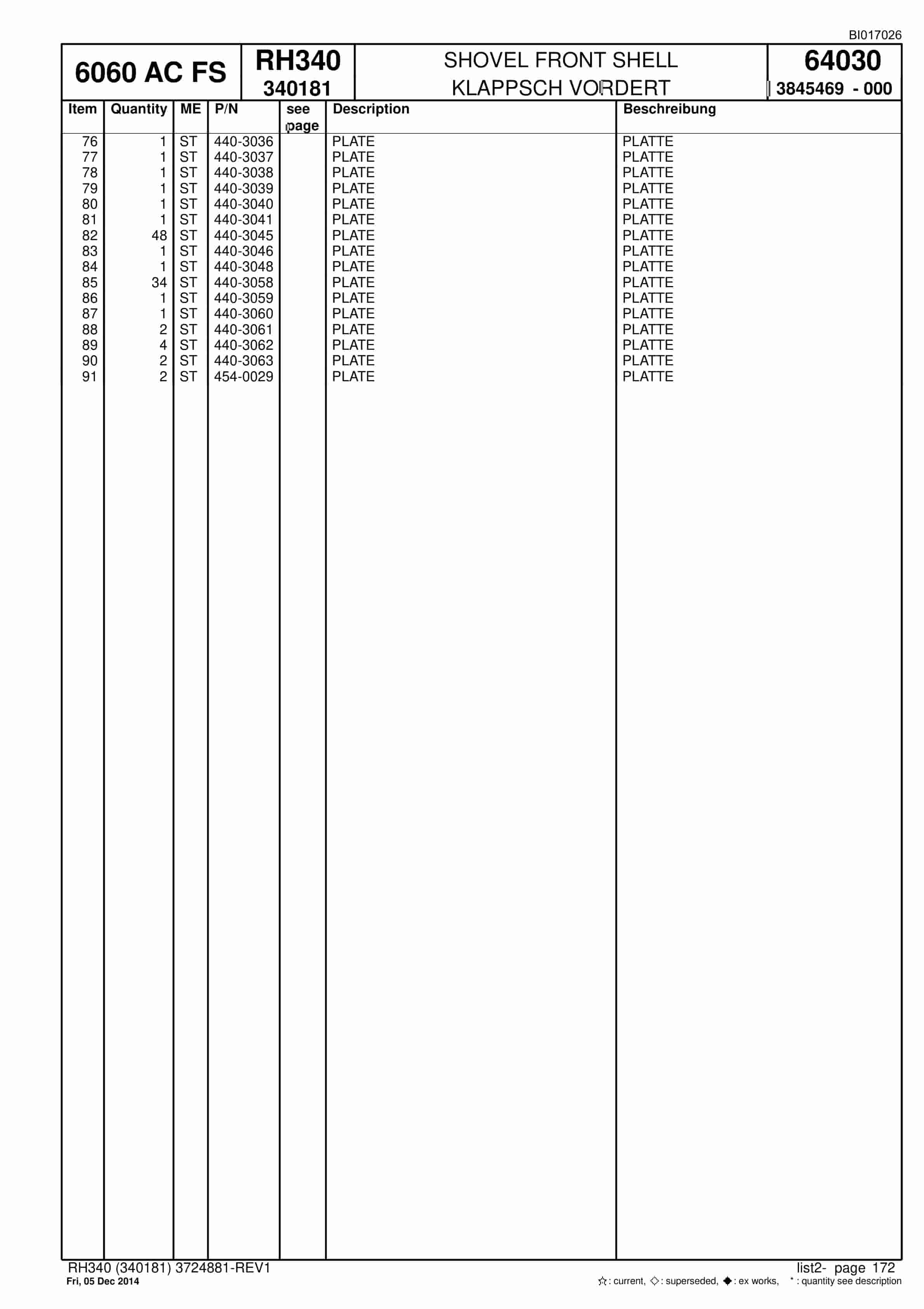 Caterpillar 6030 AC FS Hydraulic Shovel Spare Parts Manual BI017026-5