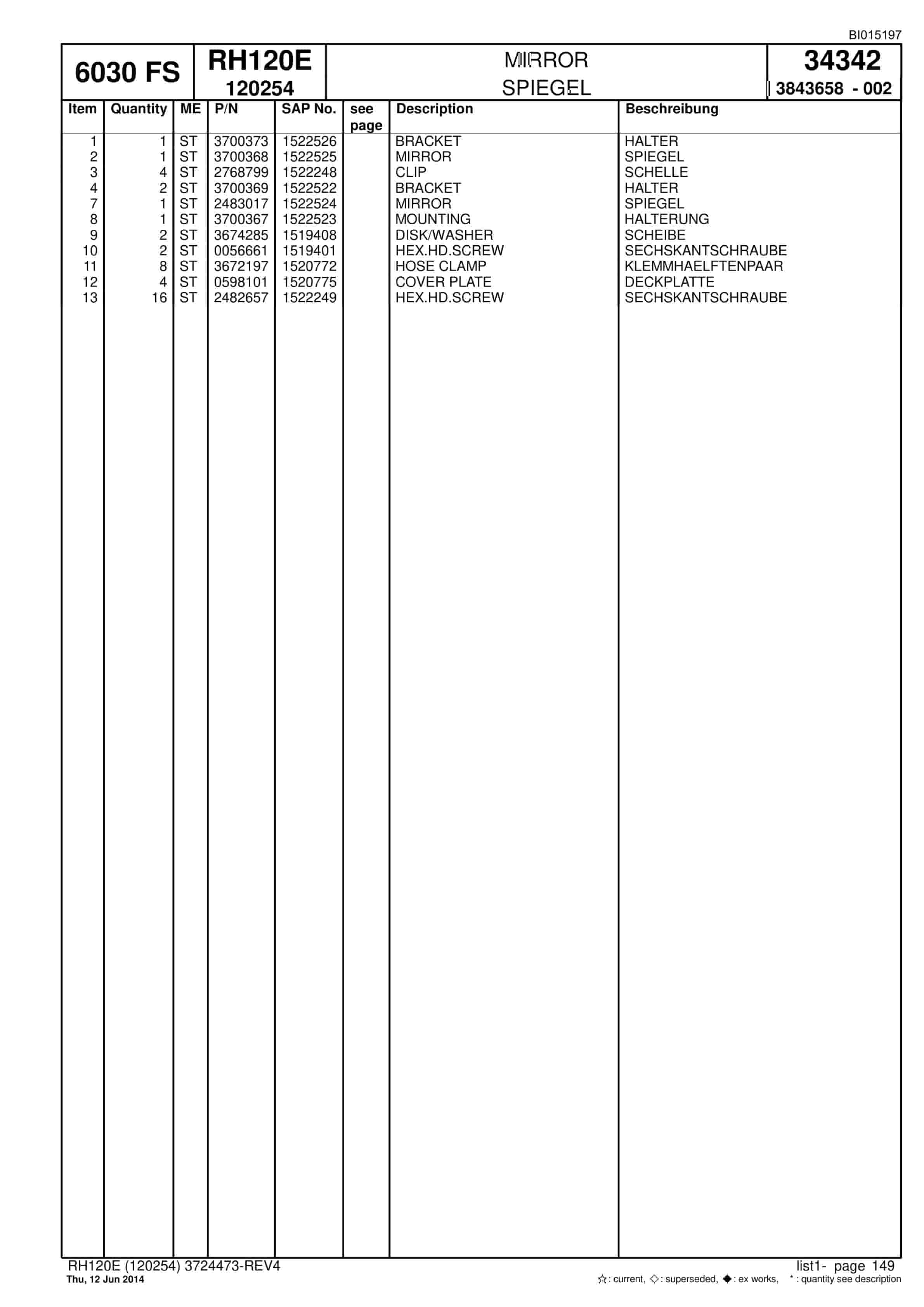 Caterpillar 6030 FS Hydraulic Shovel Spare Parts Manual BI015197-3