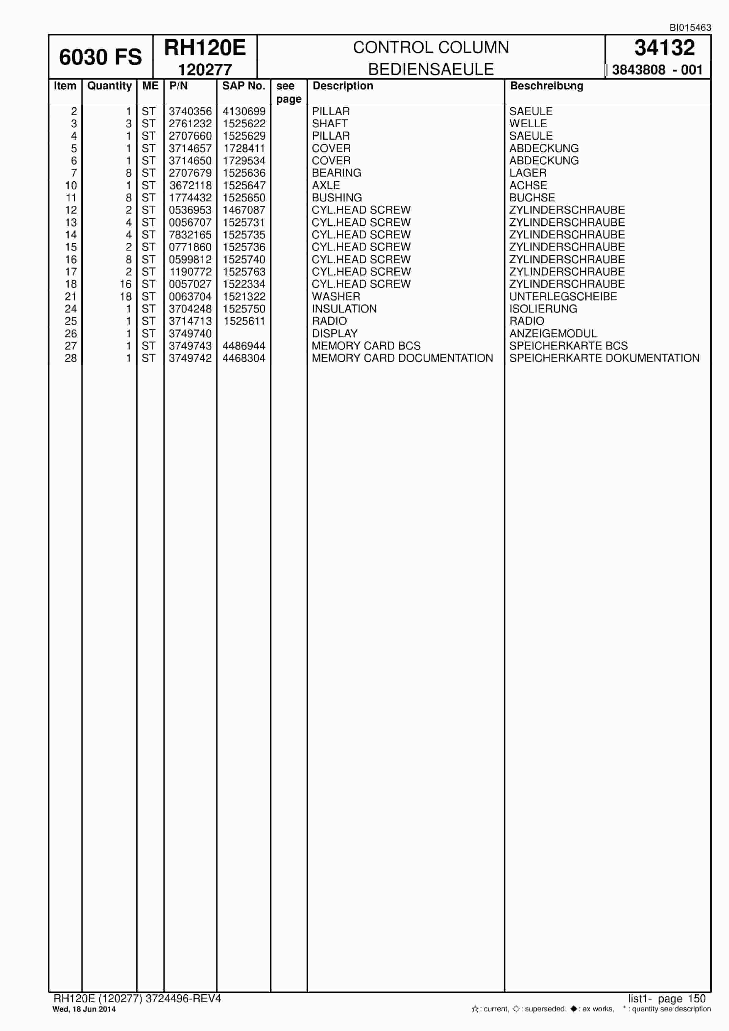 Caterpillar 6030 FS Hydraulic Shovel Spare Parts Manual BI015463-3