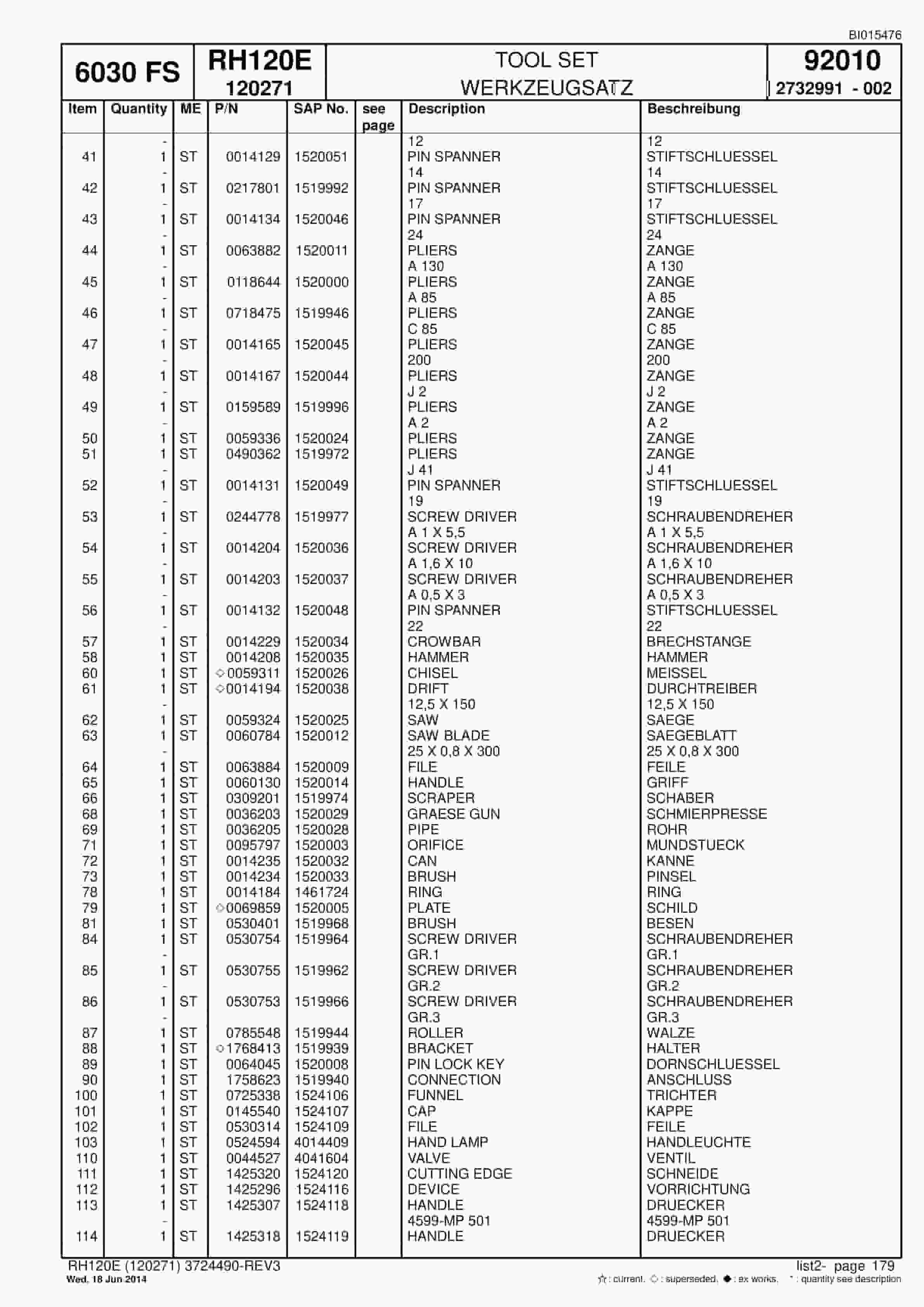 Caterpillar 6030 FS Hydraulic Shovel Spare Parts Manual BI015476-5