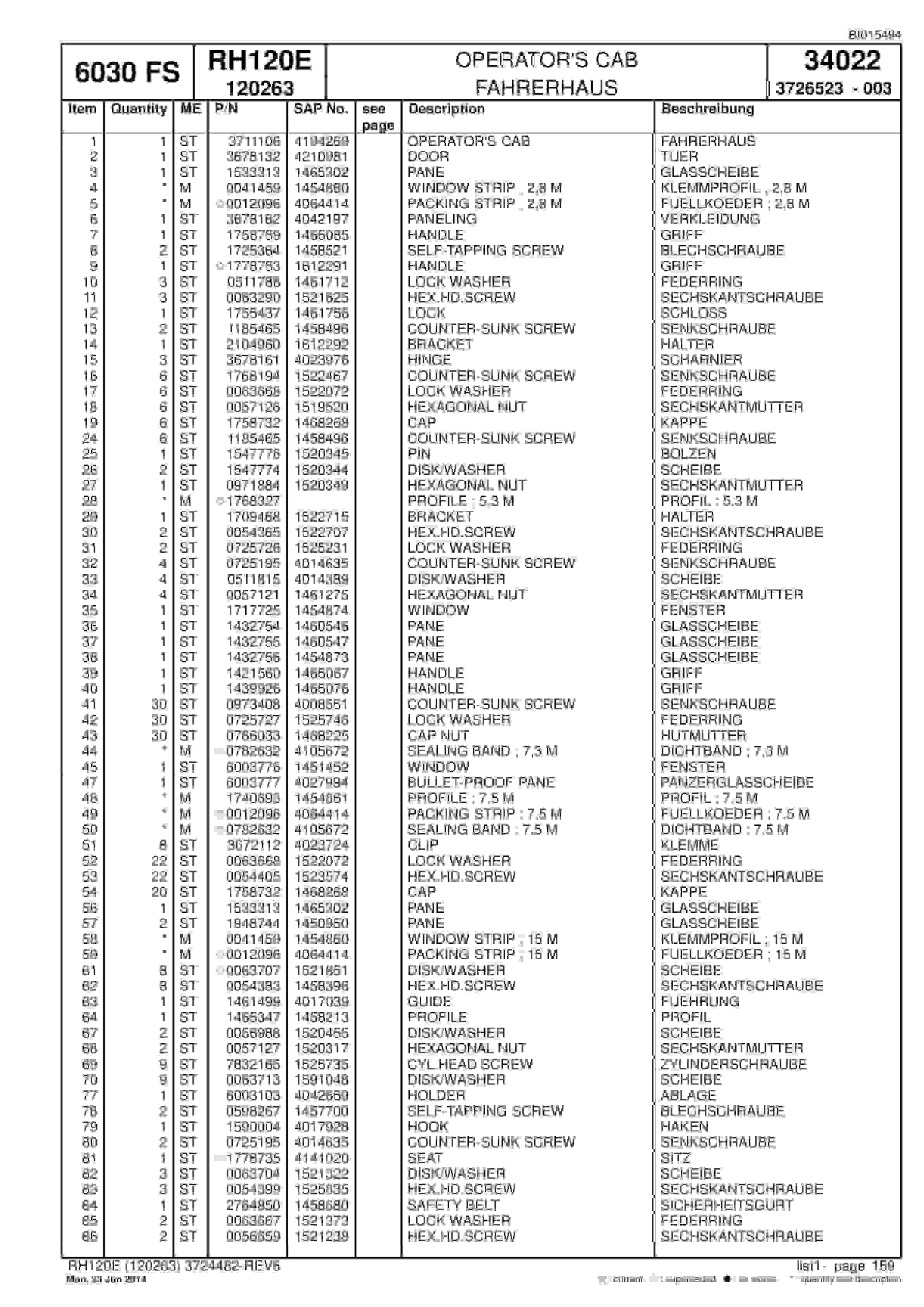 Caterpillar 6030 FS Hydraulic Shovel Spare Parts Manual BI015494-3