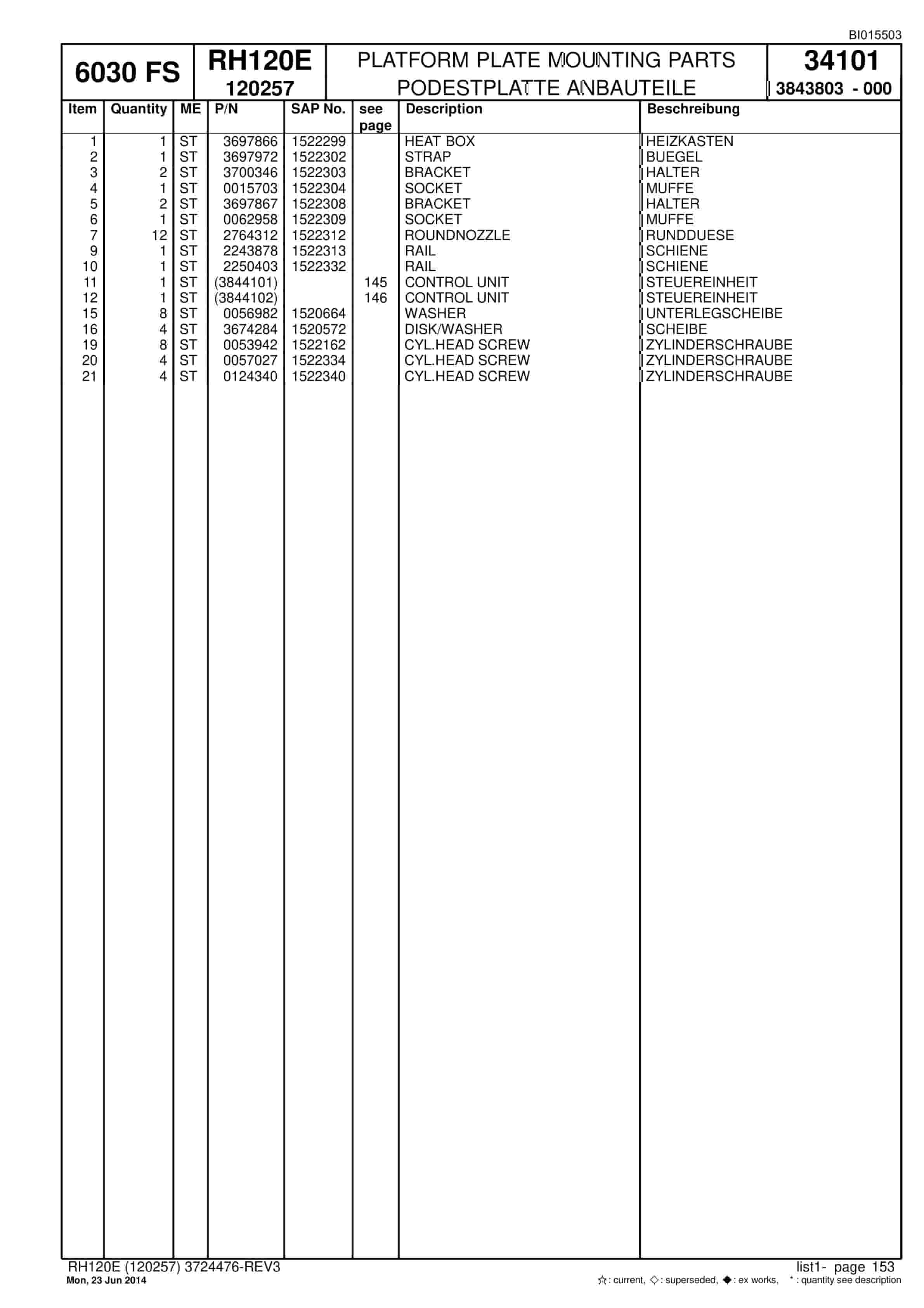 Caterpillar 6030 FS Hydraulic Shovel Spare Parts Manual BI015503-3