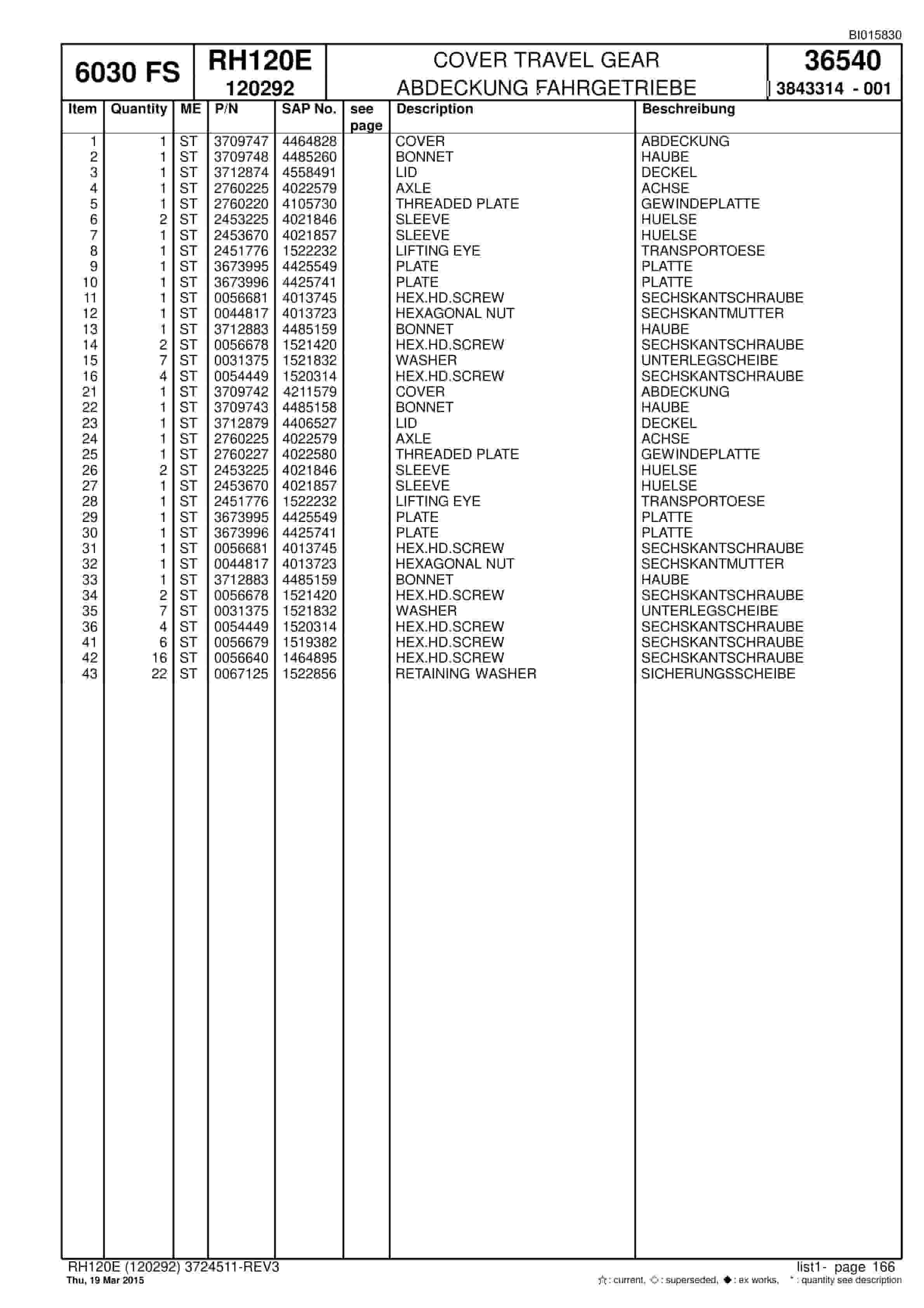 Caterpillar 6030 FS Hydraulic Shovel Spare Parts Manual BI015830-3