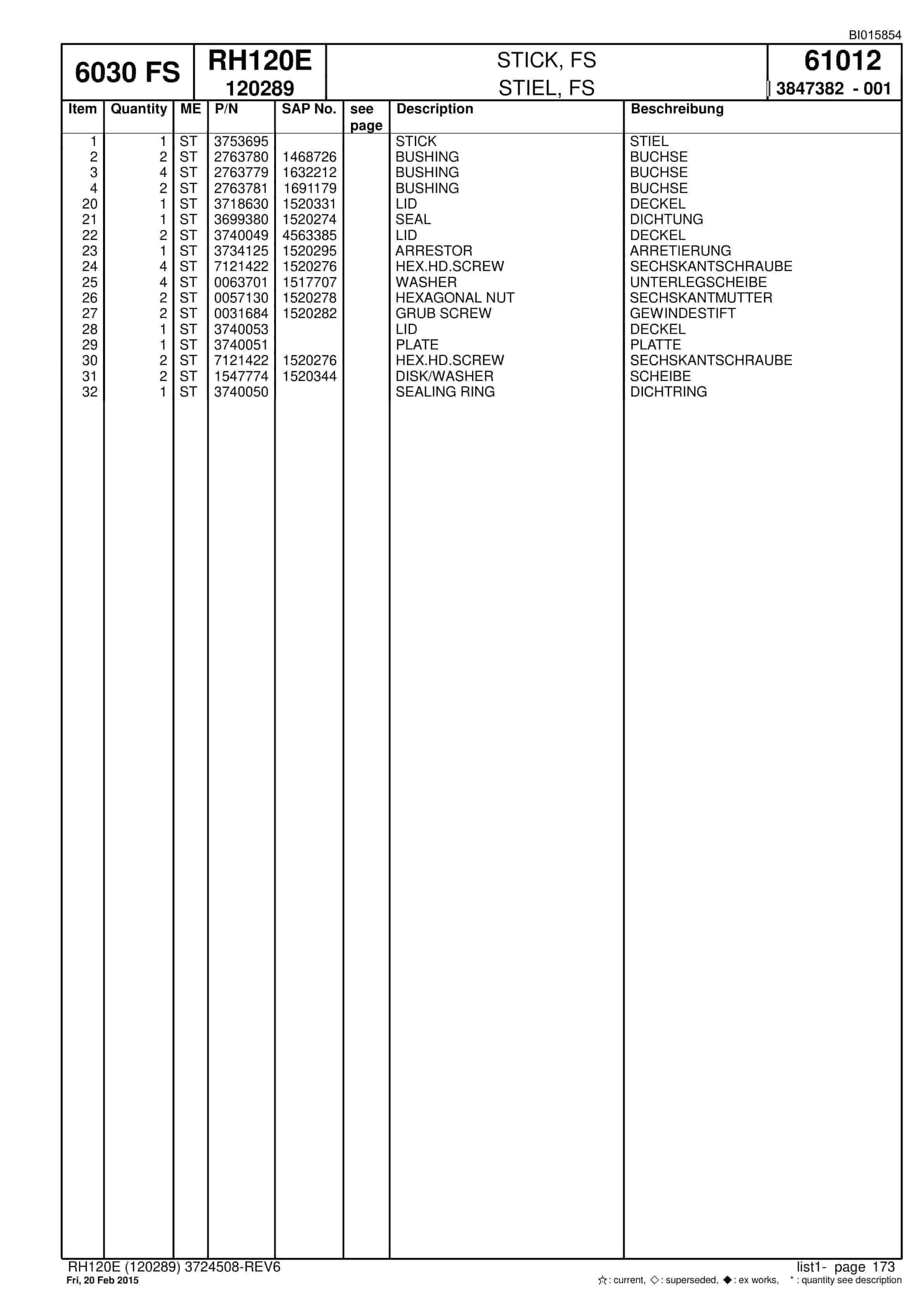 Caterpillar 6030 FS Hydraulic Shovel Spare Parts Manual BI015854-4