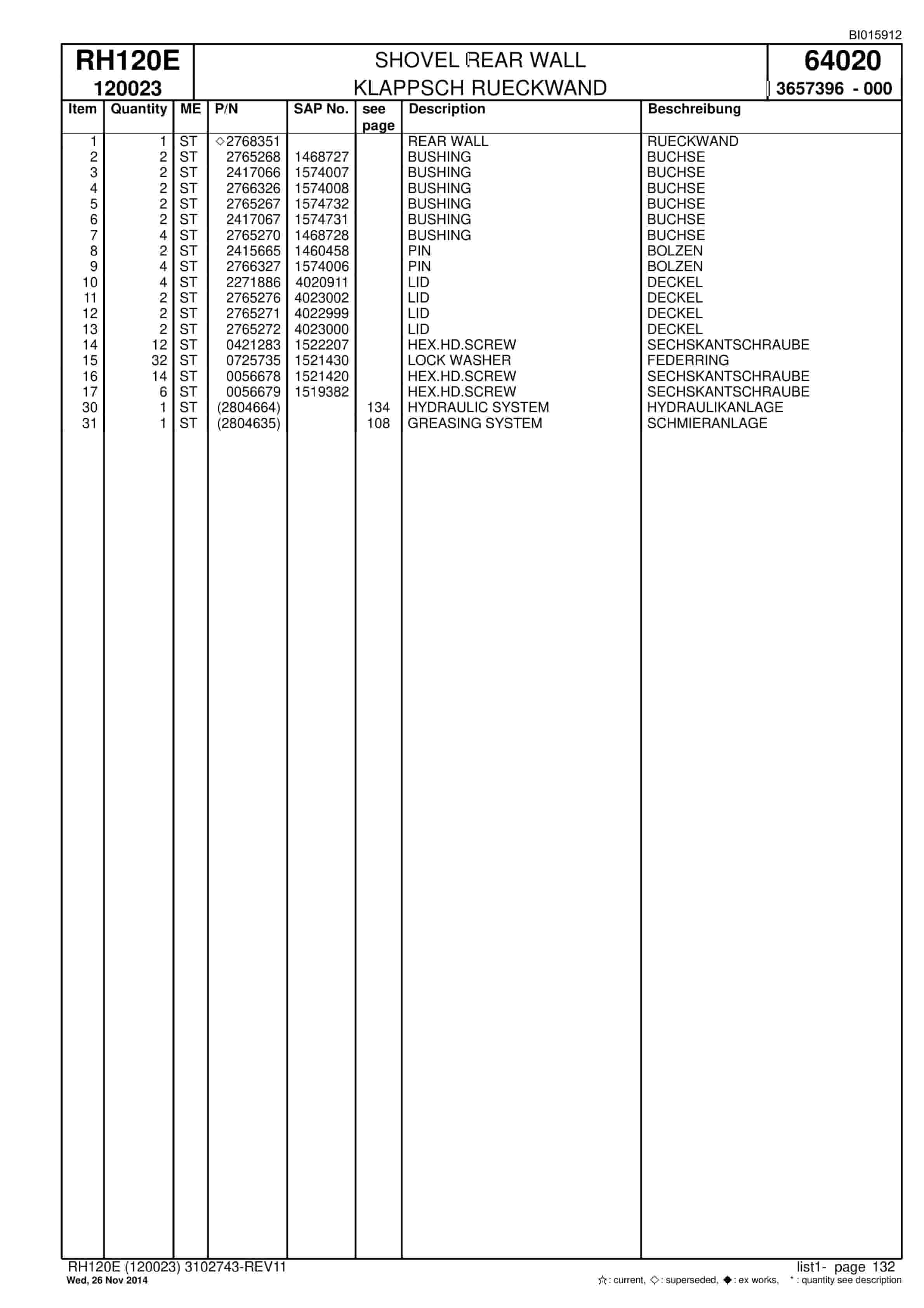 Caterpillar 6030 FS Hydraulic Shovel Spare Parts Manual BI015912-4