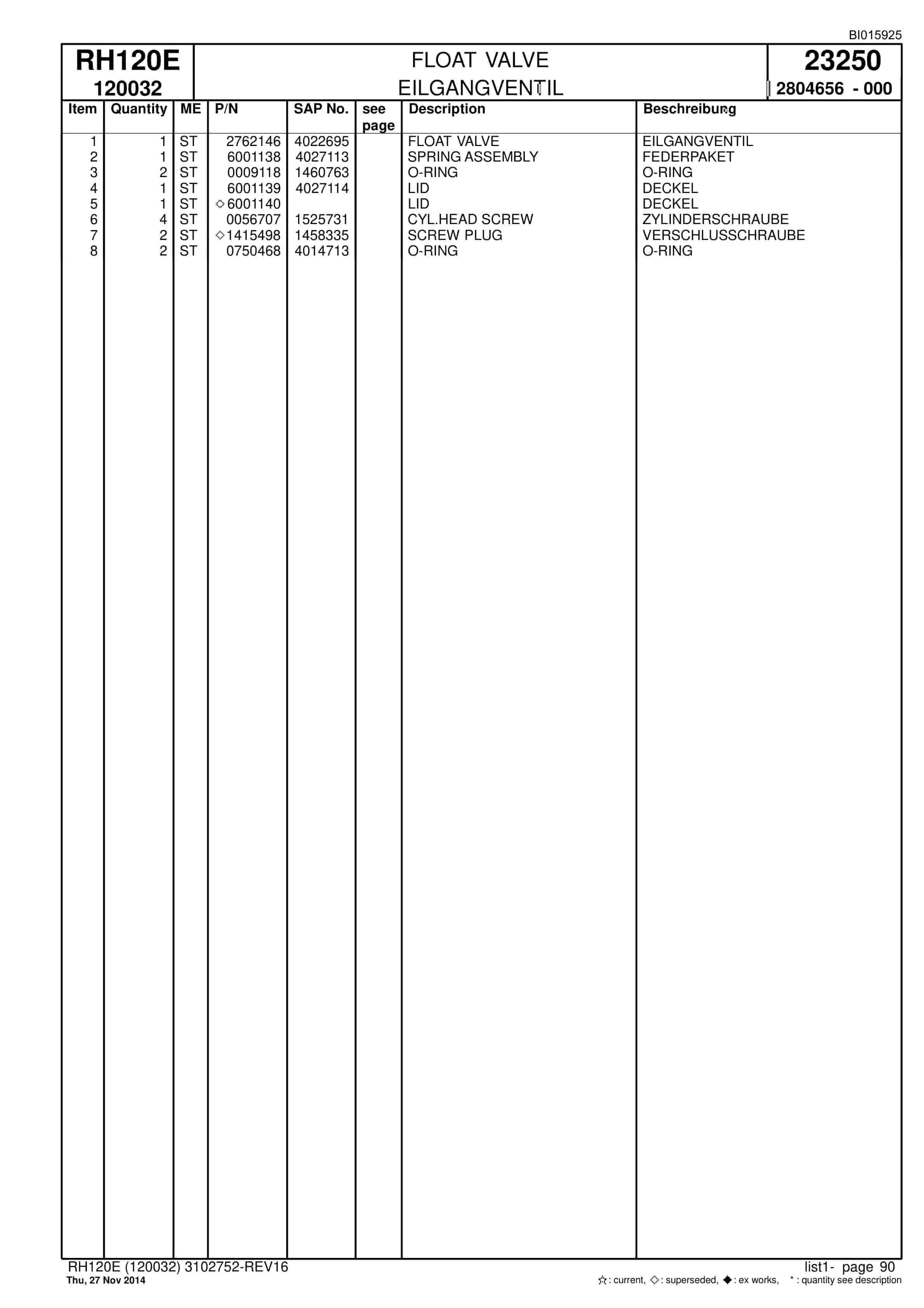 Caterpillar 6030 FS Hydraulic Shovel Spare Parts Manual BI015925-2