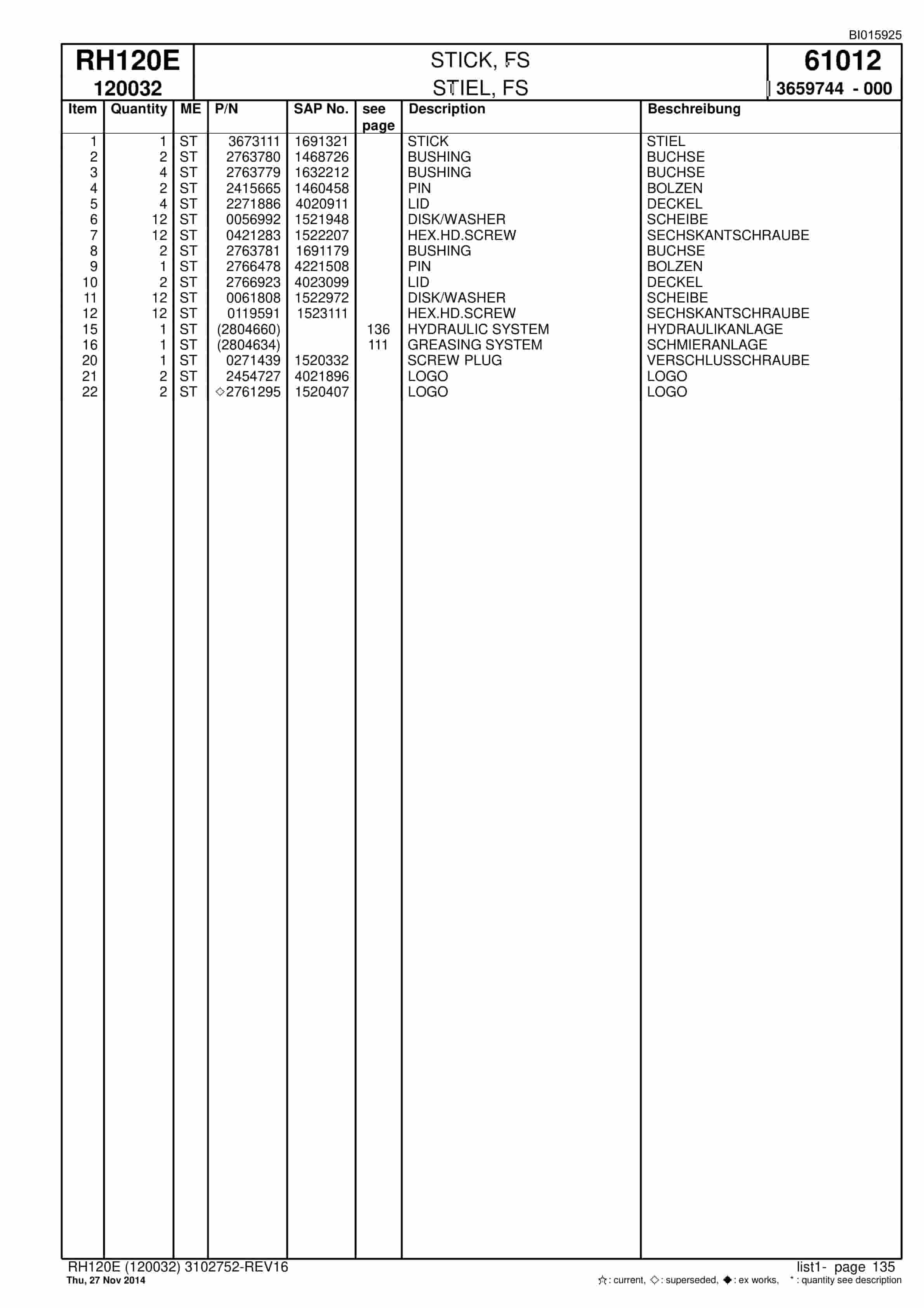 Caterpillar 6030 FS Hydraulic Shovel Spare Parts Manual BI015925-4