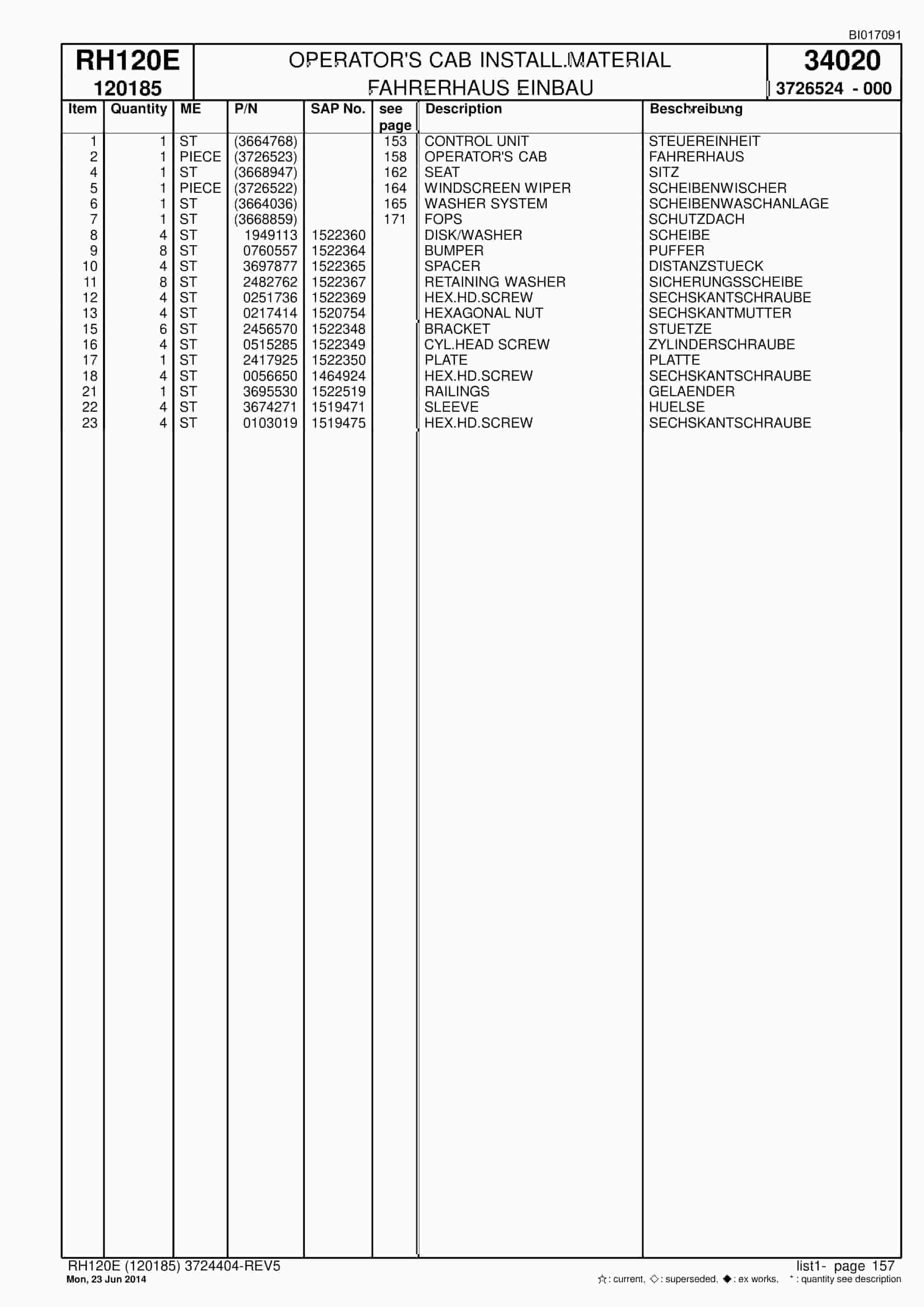 Caterpillar 6030 FS Hydraulic Shovel Spare Parts Manual BI017091-3