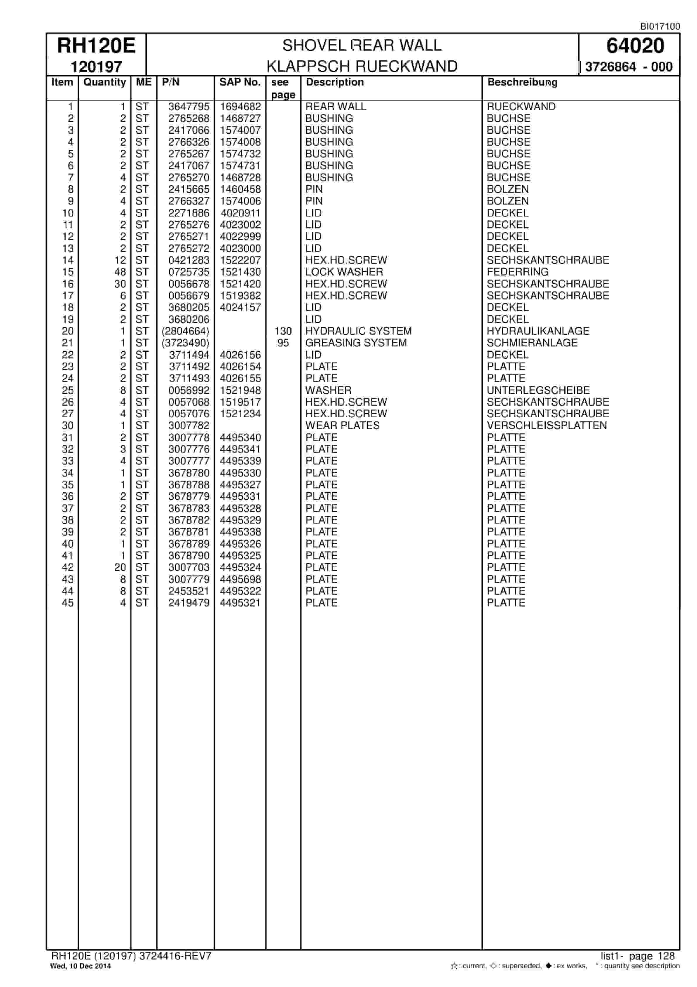 Caterpillar 6030 FS Hydraulic Shovel Spare Parts Manual BI017100-4