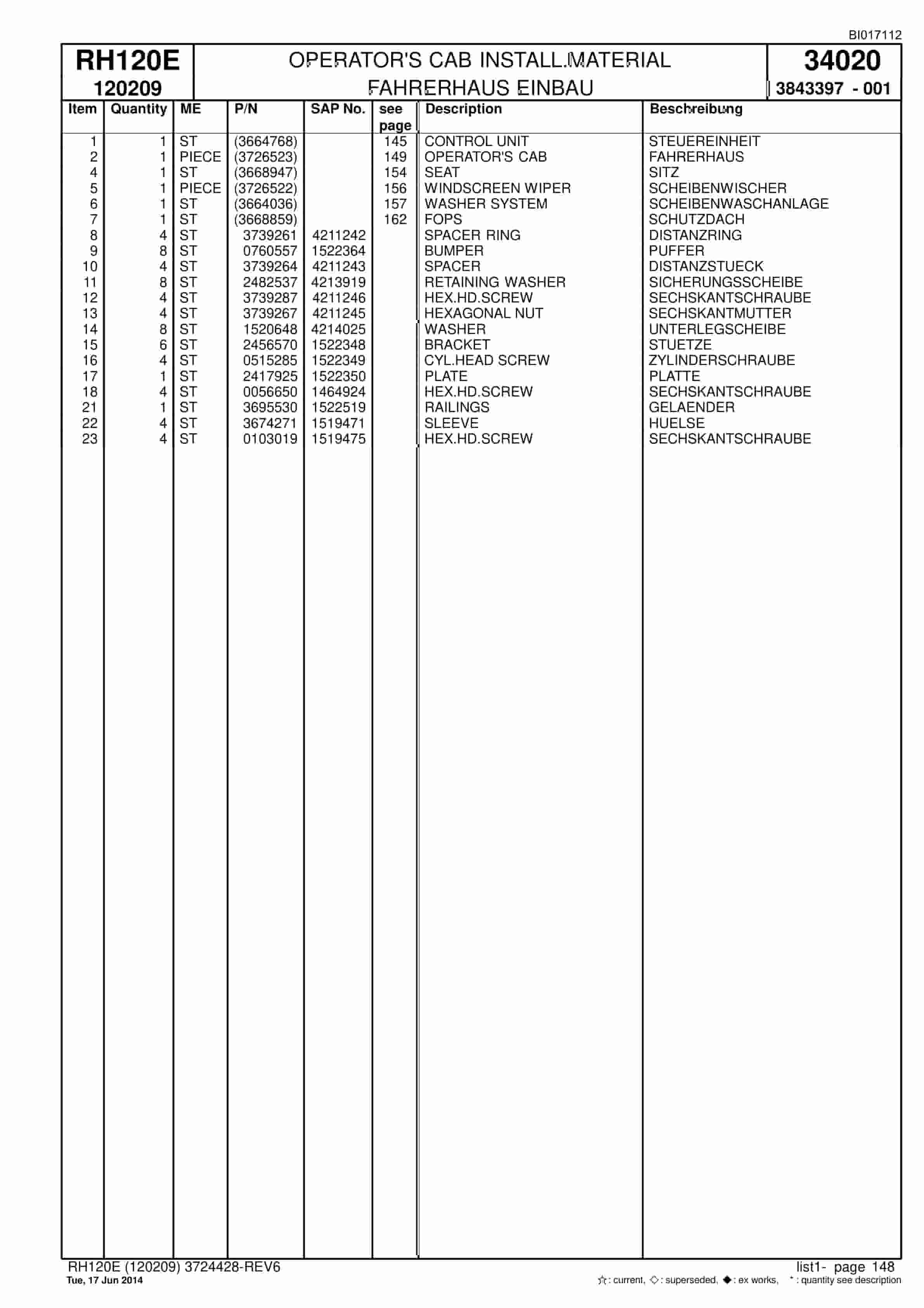 Caterpillar 6030 FS Hydraulic Shovel Spare Parts Manual BI017112-3