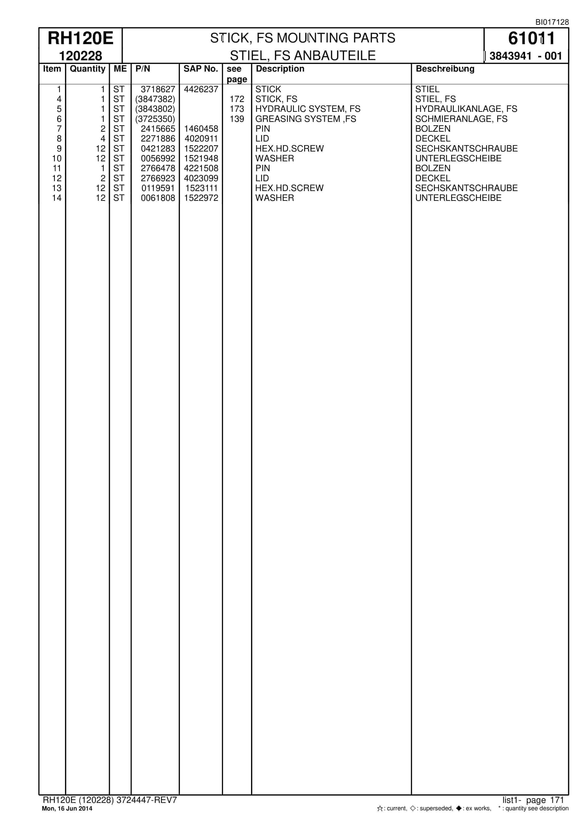 Caterpillar 6030 FS Hydraulic Shovel Spare Parts Manual BI017128-4