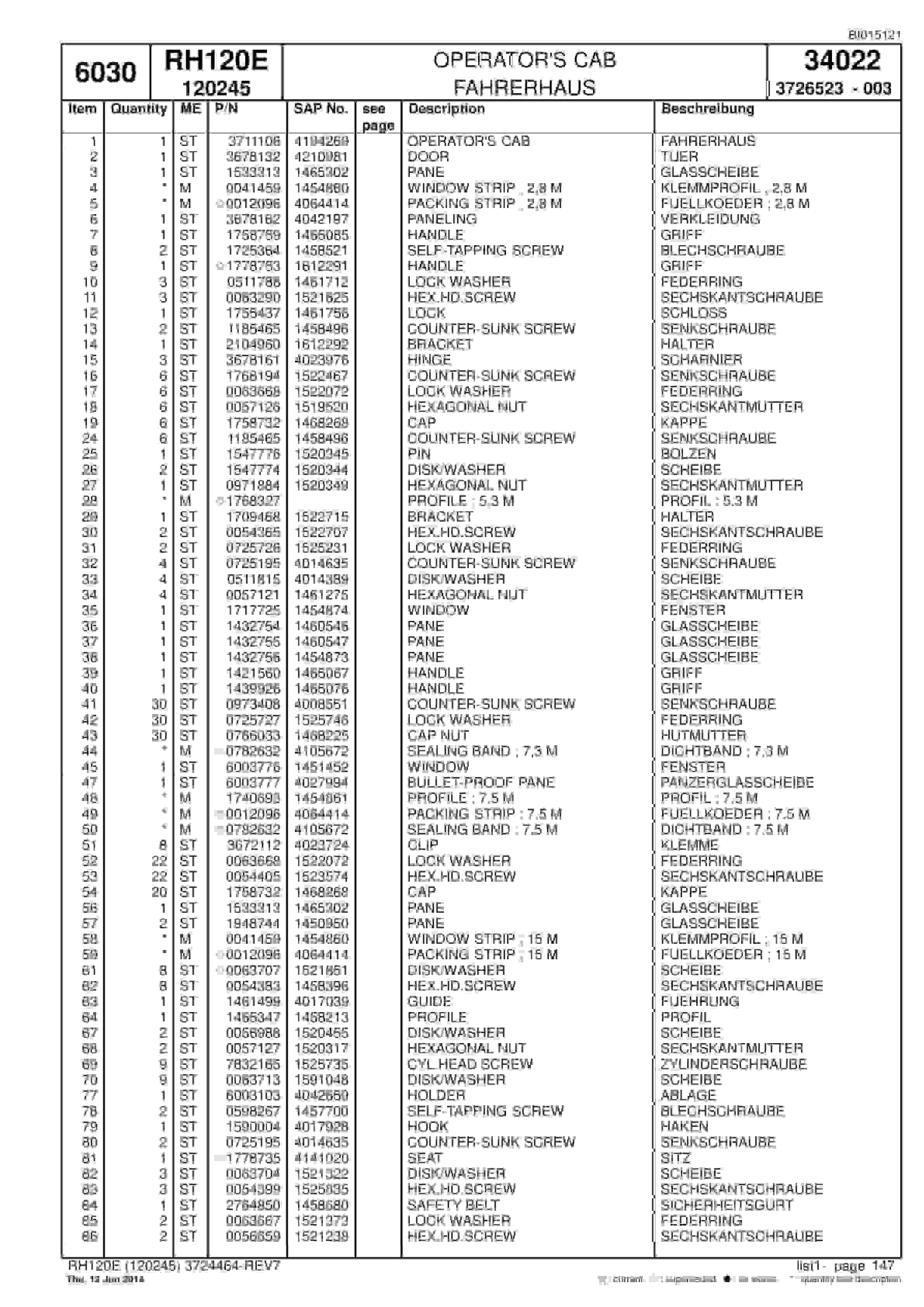 Caterpillar 6030 Hydraulic Shovel Spare Parts Manual BI015121-3