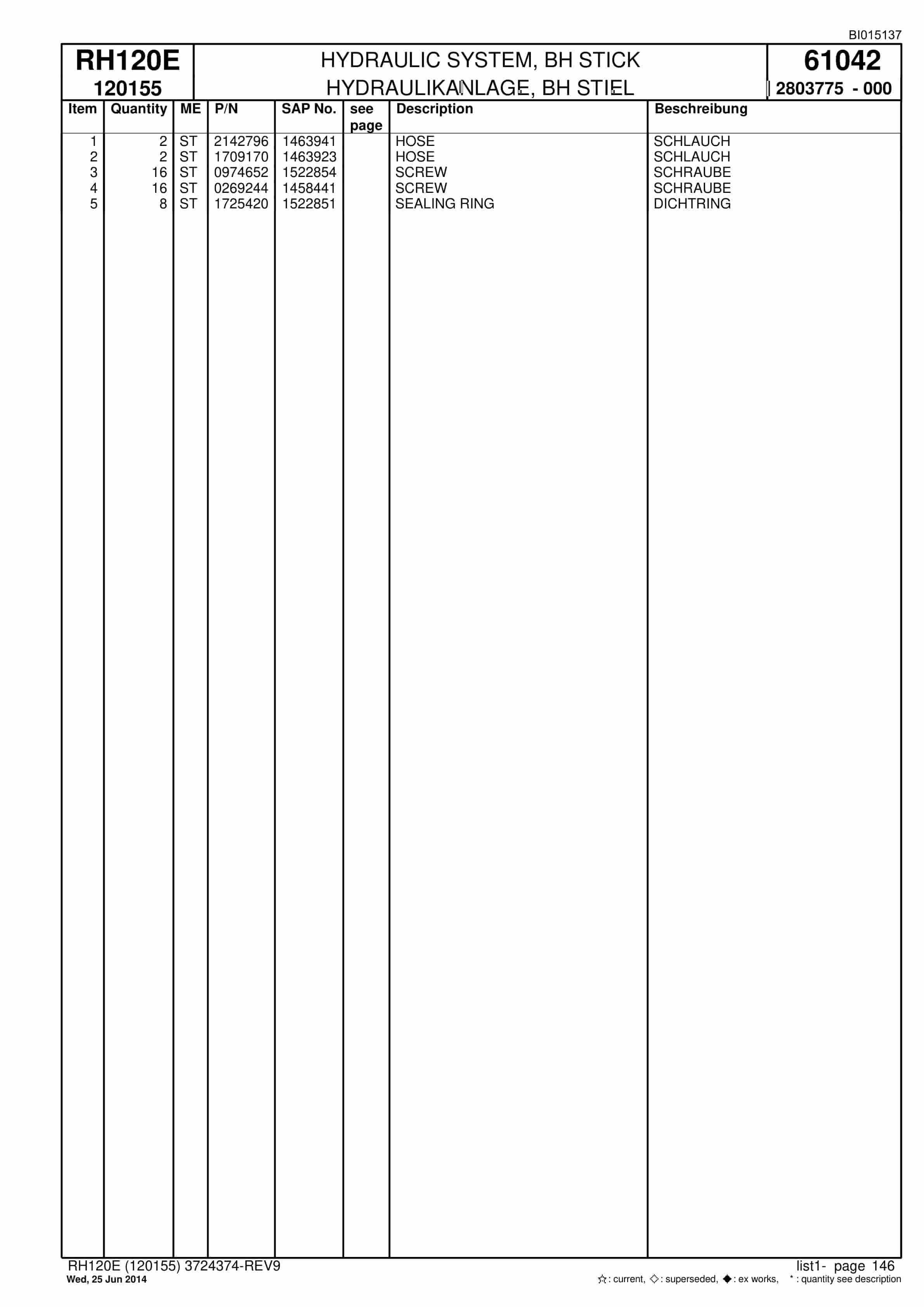 Caterpillar 6030 Hydraulic Shovel Spare Parts Manual BI015137-4