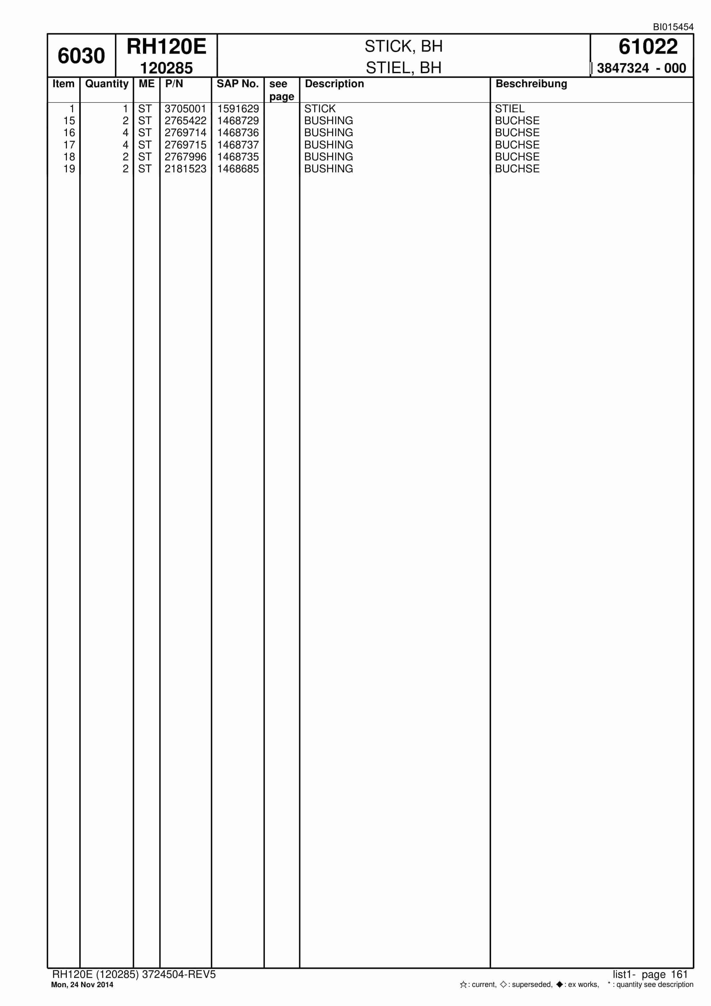 Caterpillar 6030 Hydraulic Shovel Spare Parts Manual BI015454-4