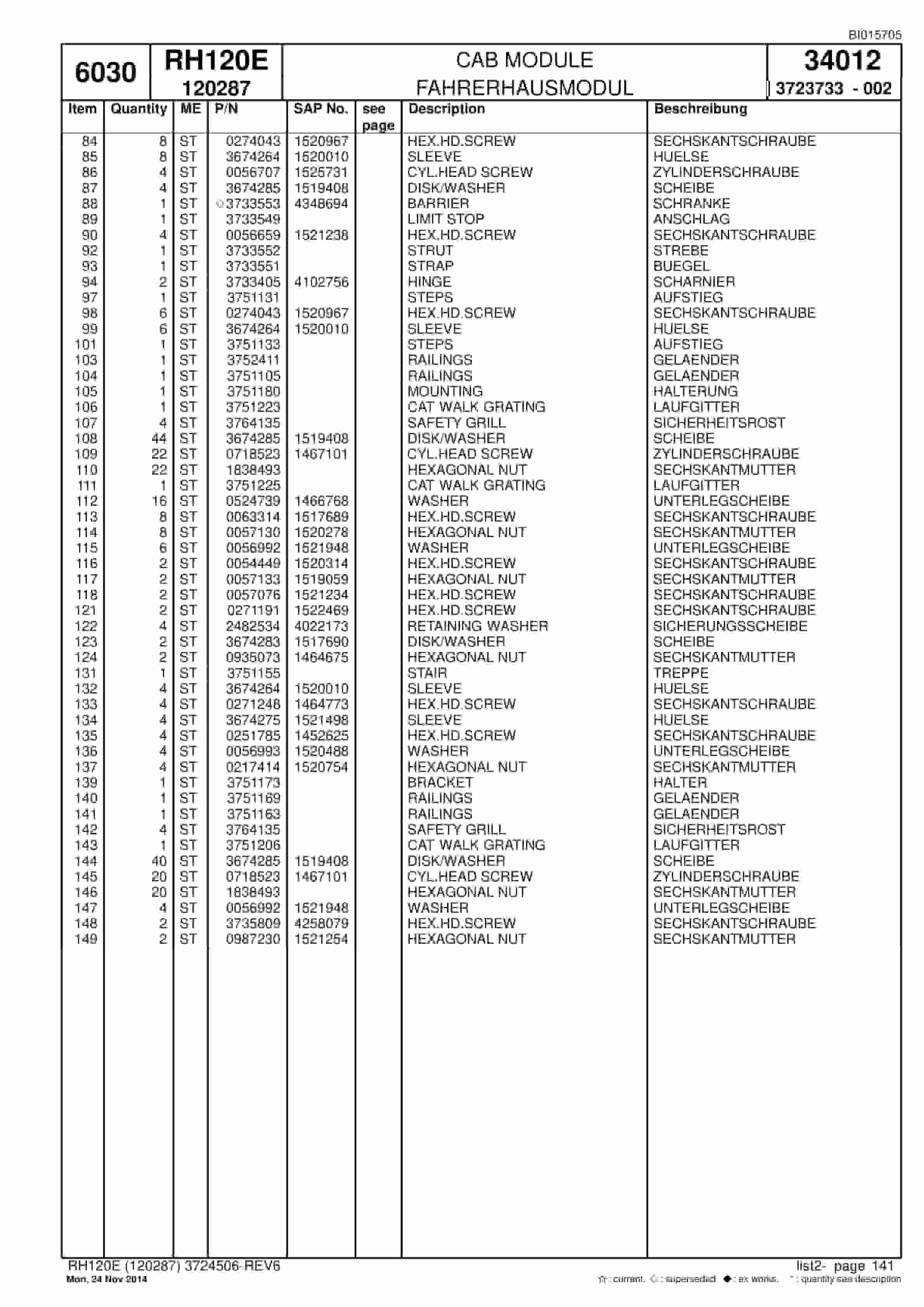 Caterpillar 6030 Hydraulic Shovel Spare Parts Manual BI015705-3
