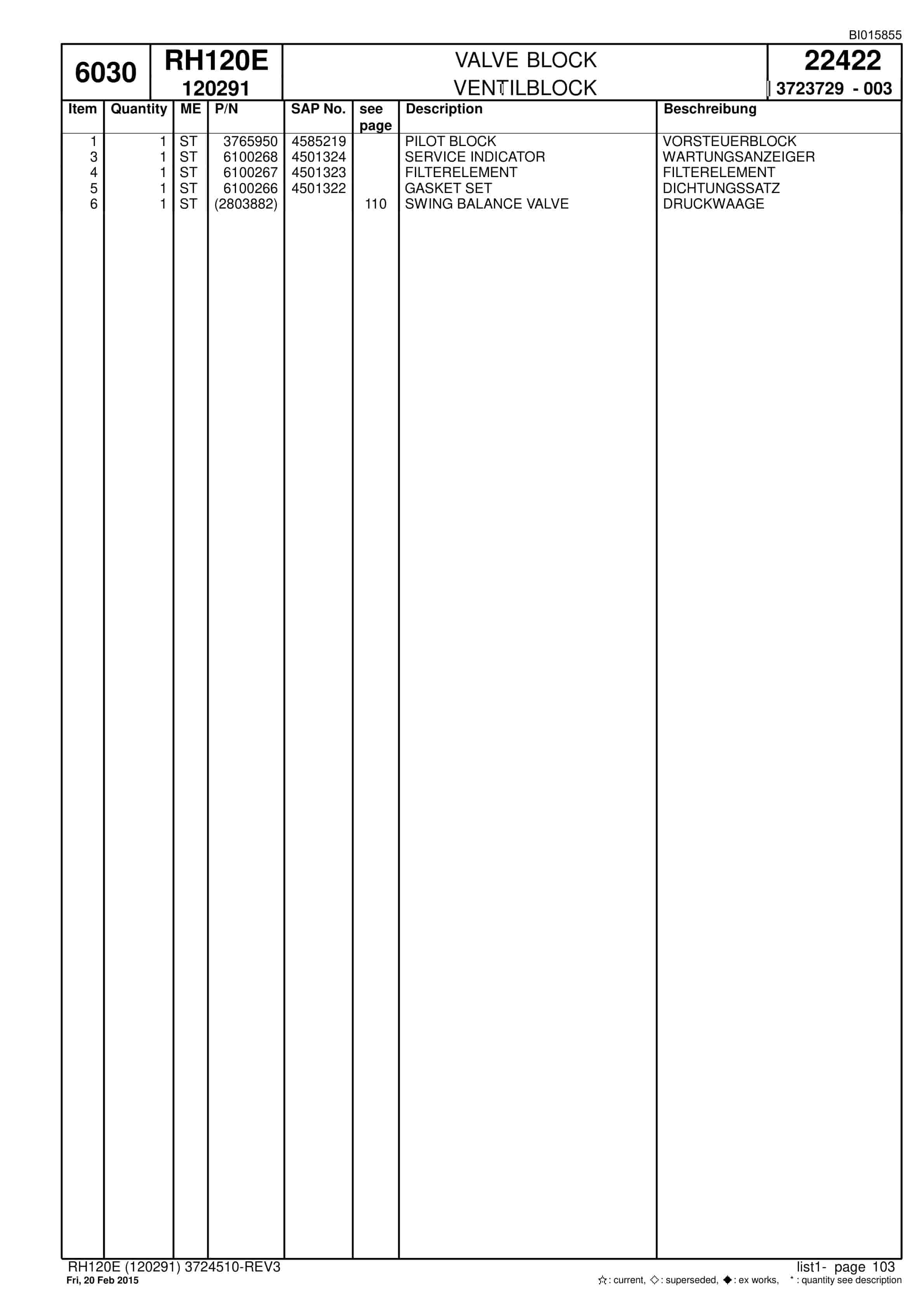 Caterpillar 6030 Hydraulic Shovel Spare Parts Manual BI015855-2