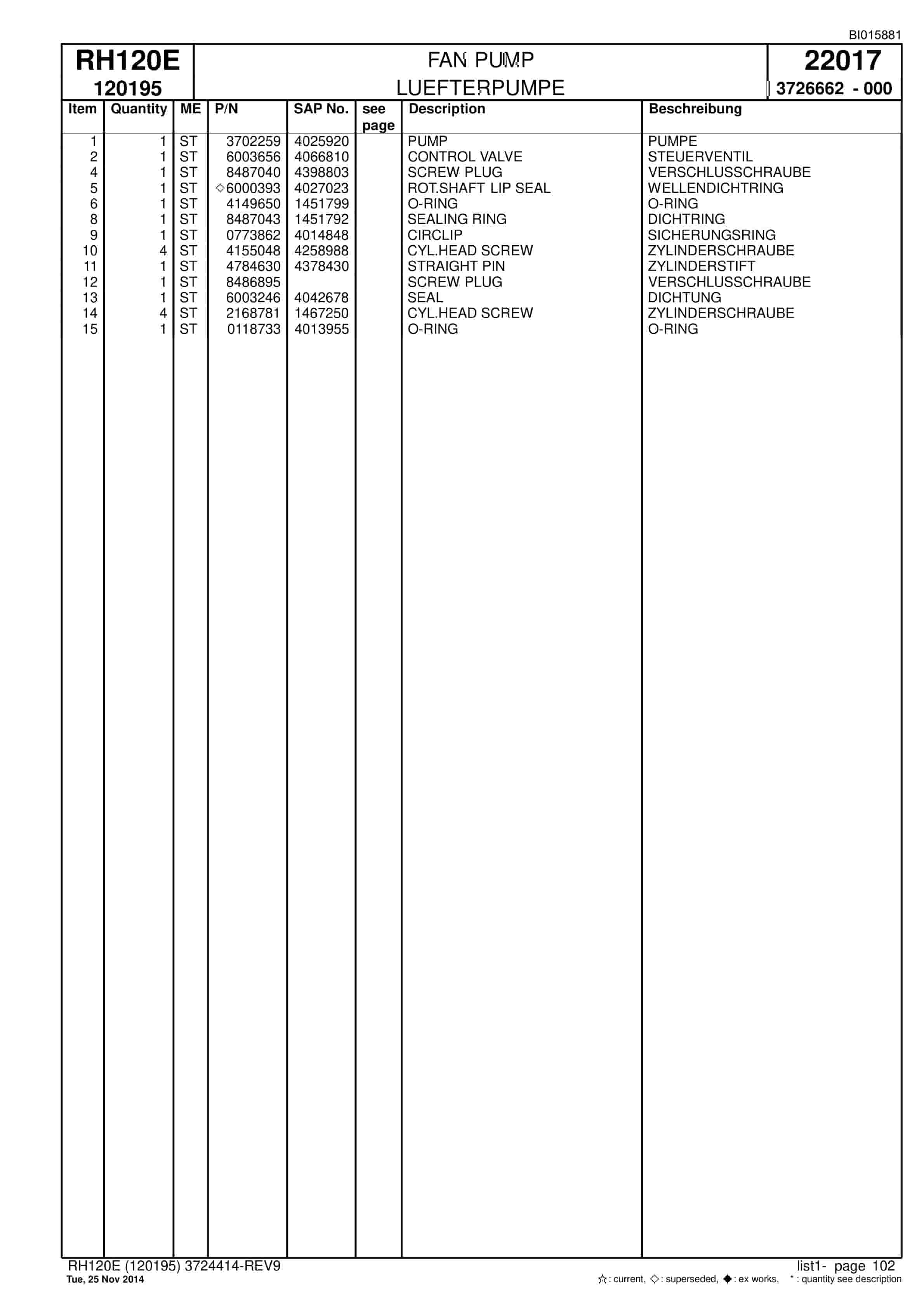 Caterpillar 6030 Hydraulic Shovel Spare Parts Manual BI015881-2