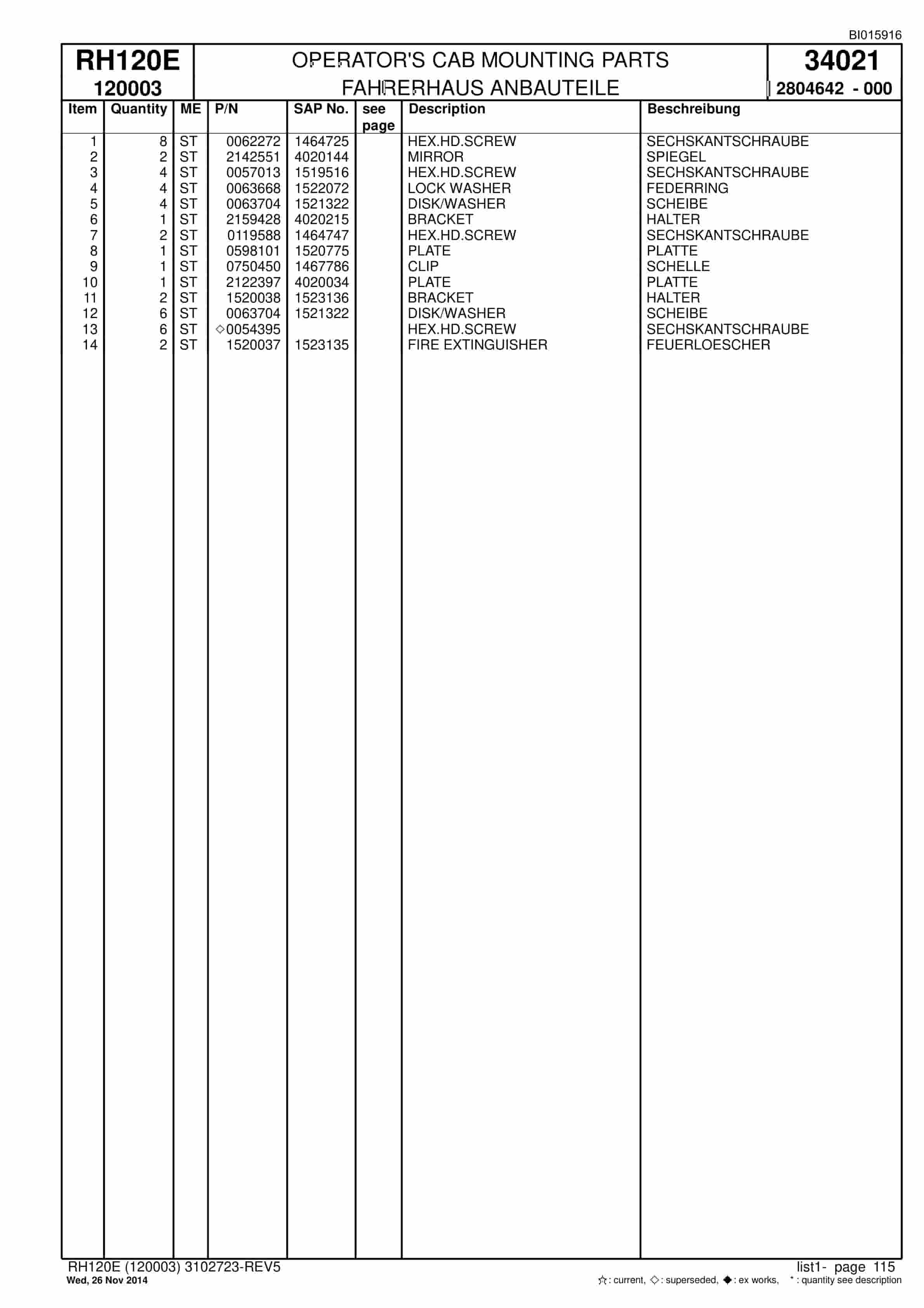 Caterpillar 6030 Hydraulic Shovel Spare Parts Manual BI015916-3