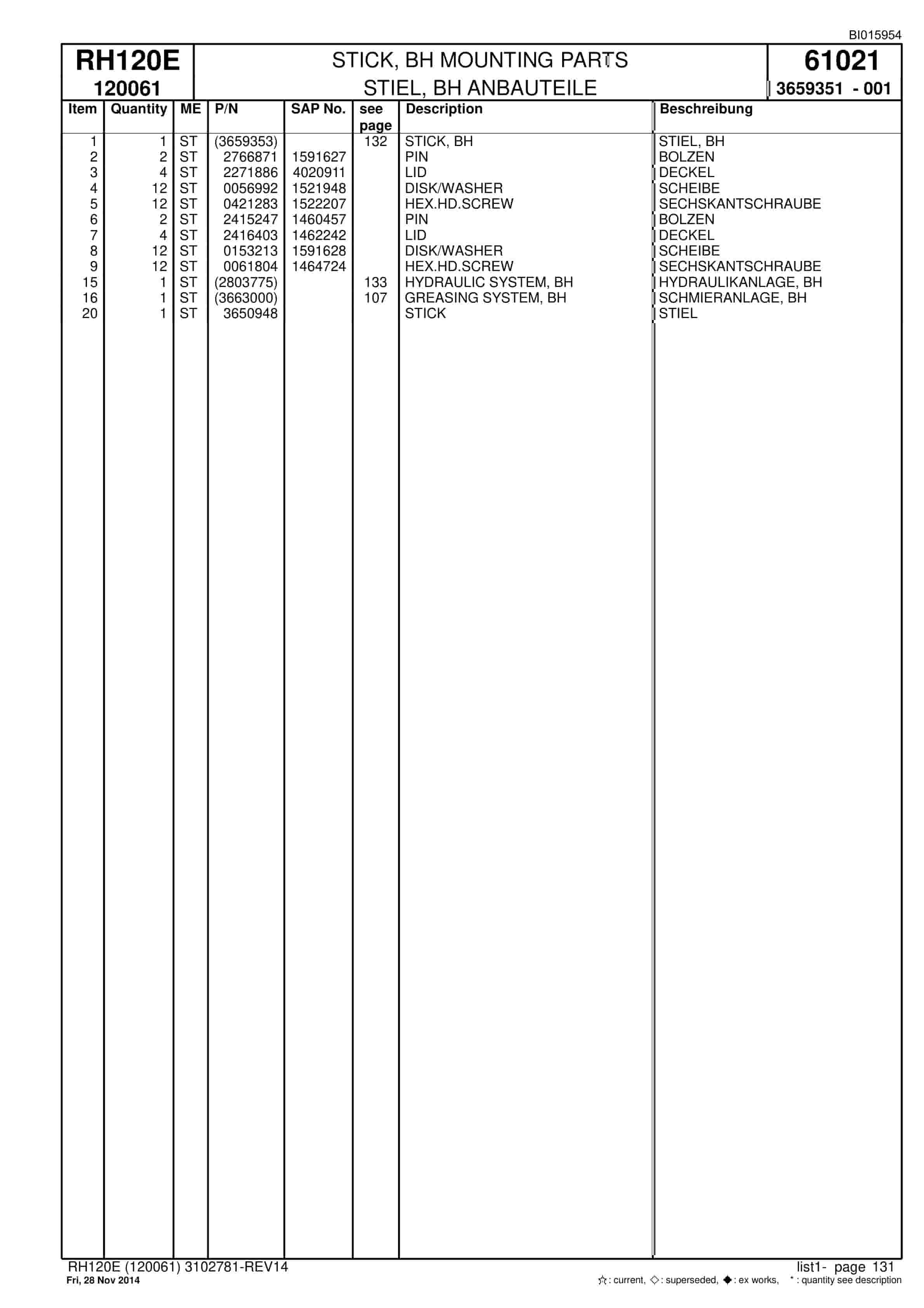Caterpillar 6030 Hydraulic Shovel Spare Parts Manual BI015954-4
