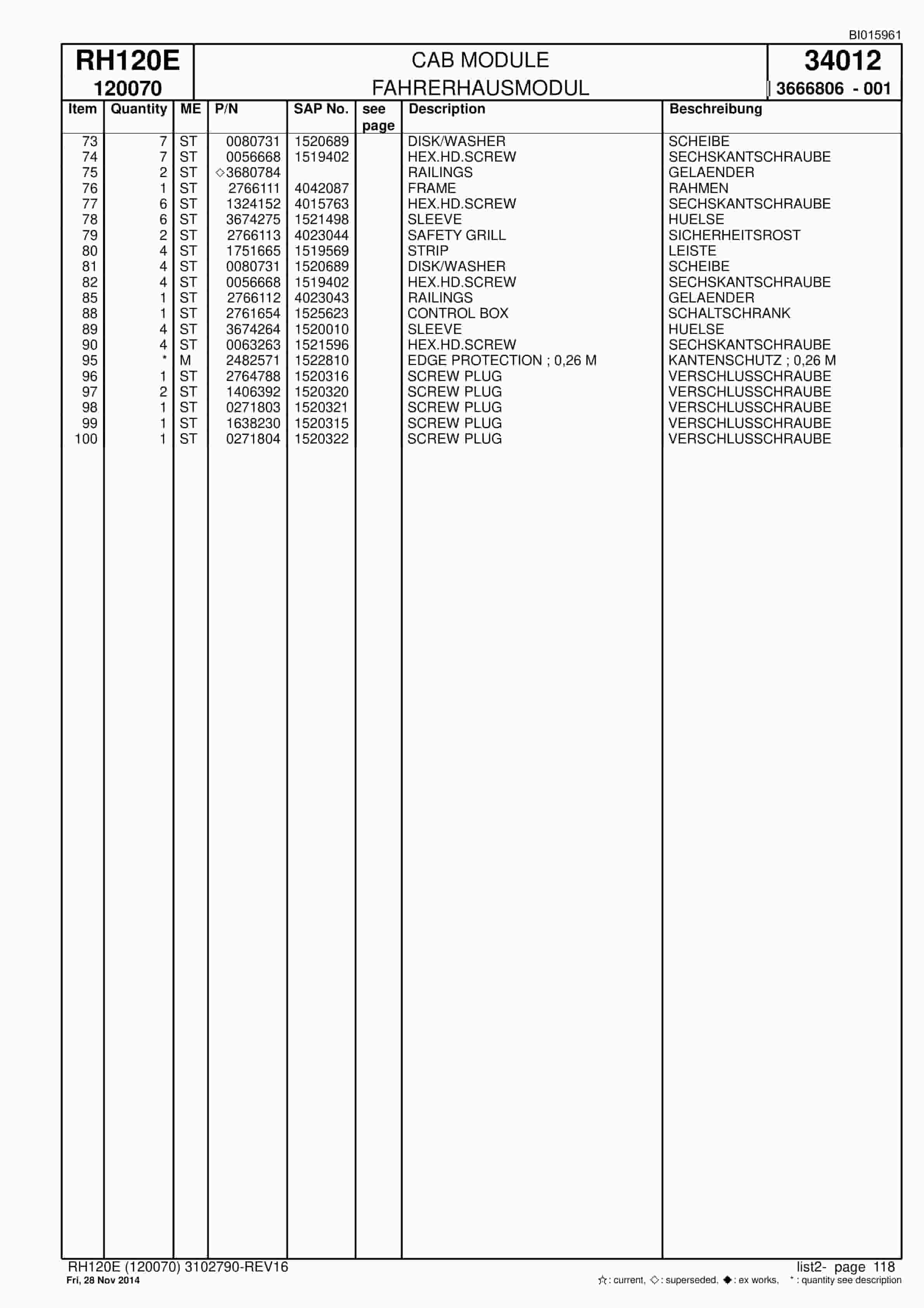 Caterpillar 6030 Hydraulic Shovel Spare Parts Manual BI015961-3