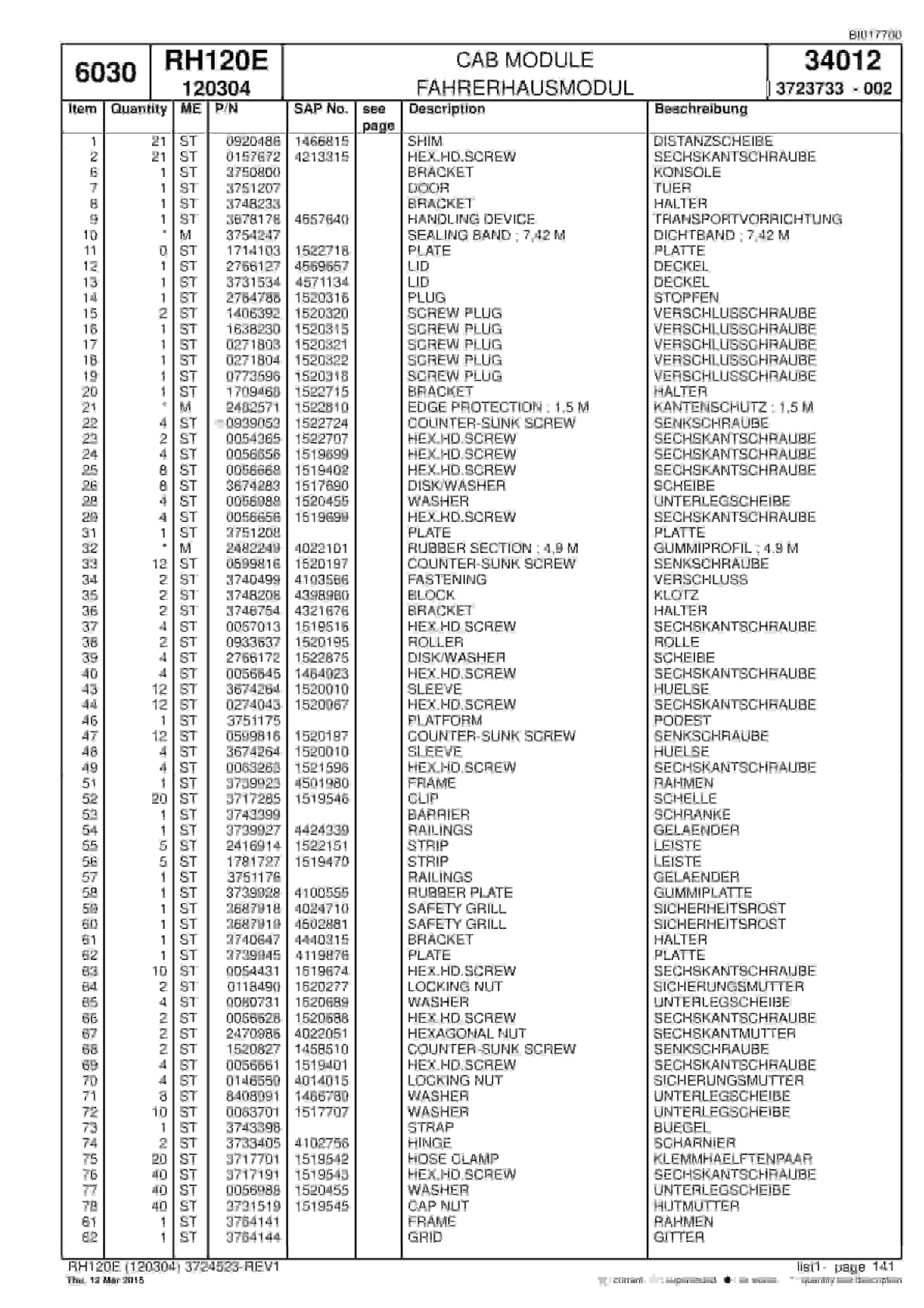 Caterpillar 6030 Hydraulic Shovel Spare Parts Manual BI017700-3