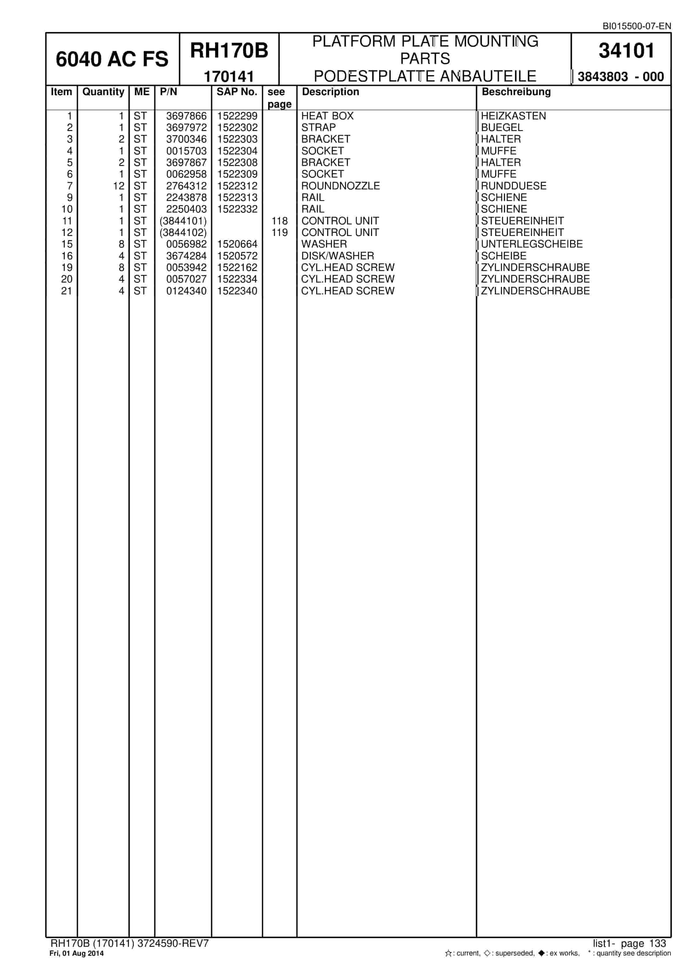 Caterpillar 6040 AC FS Hydraulic Shovel Spare Parts Manual BI015500-07-EN-3