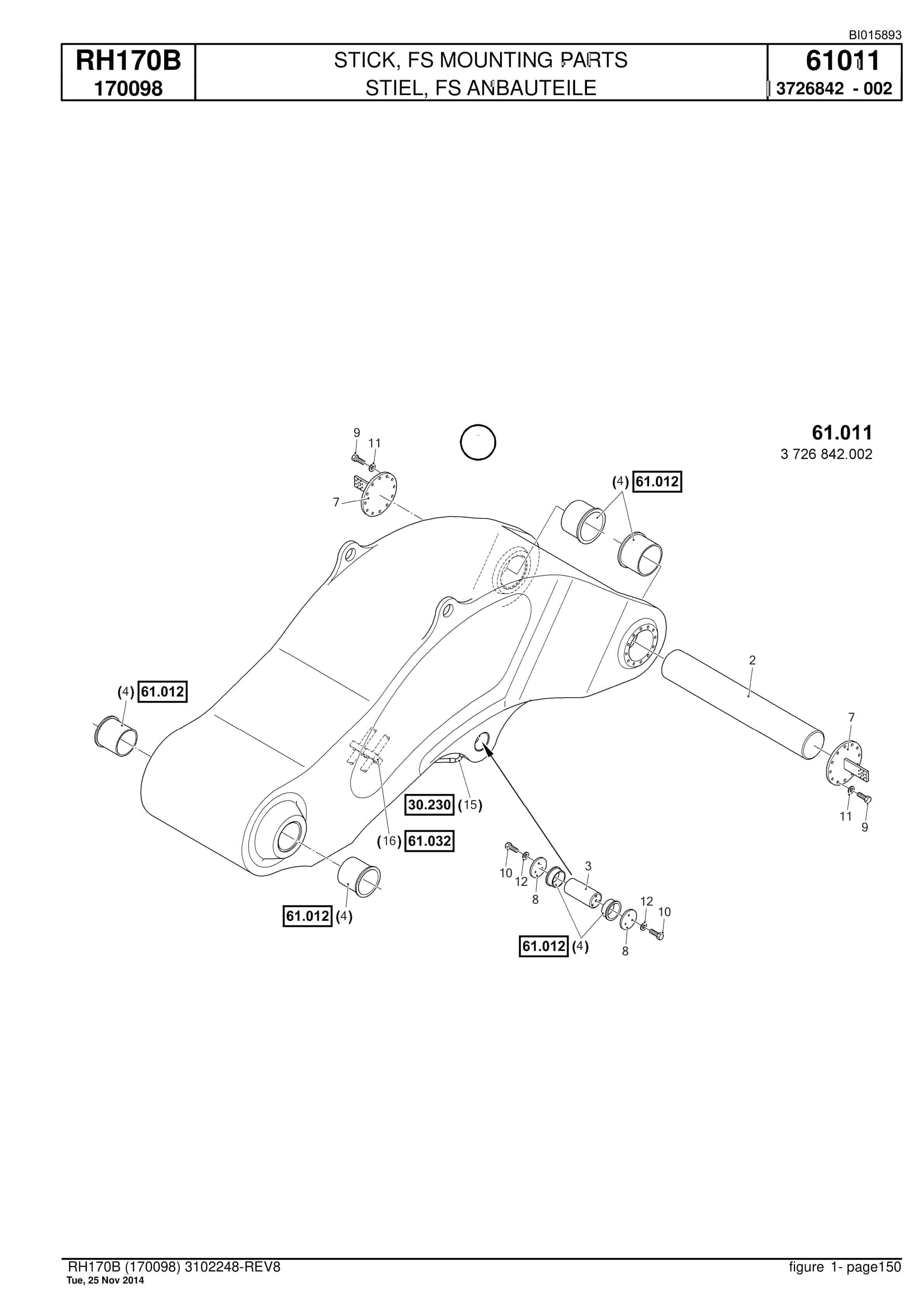 Caterpillar 6040 AC FS Hydraulic Shovel Spare Parts Manual BI015893-4