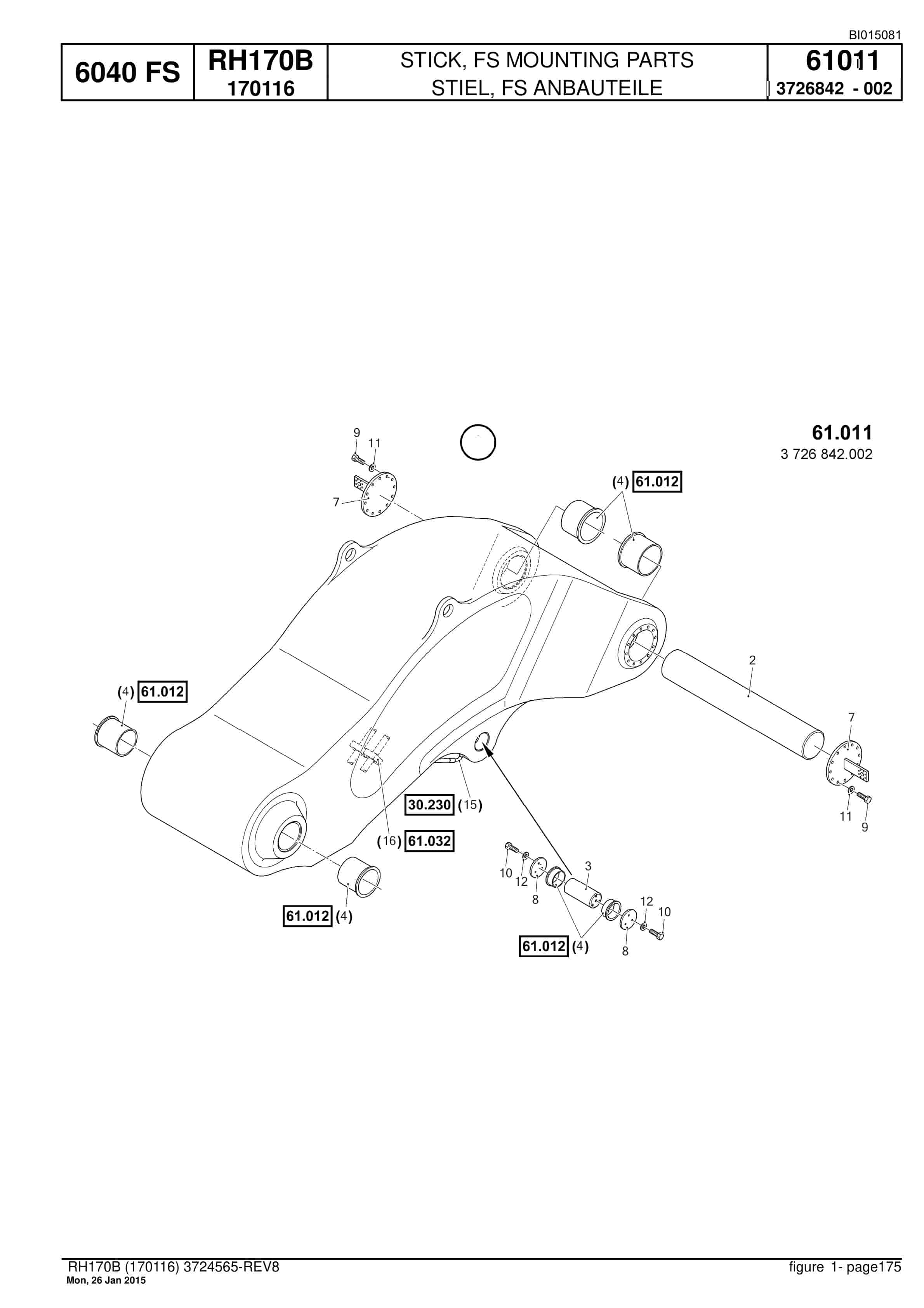 Caterpillar 6040 FS Hydraulic Shovel Spare Parts Manual BI015081-4