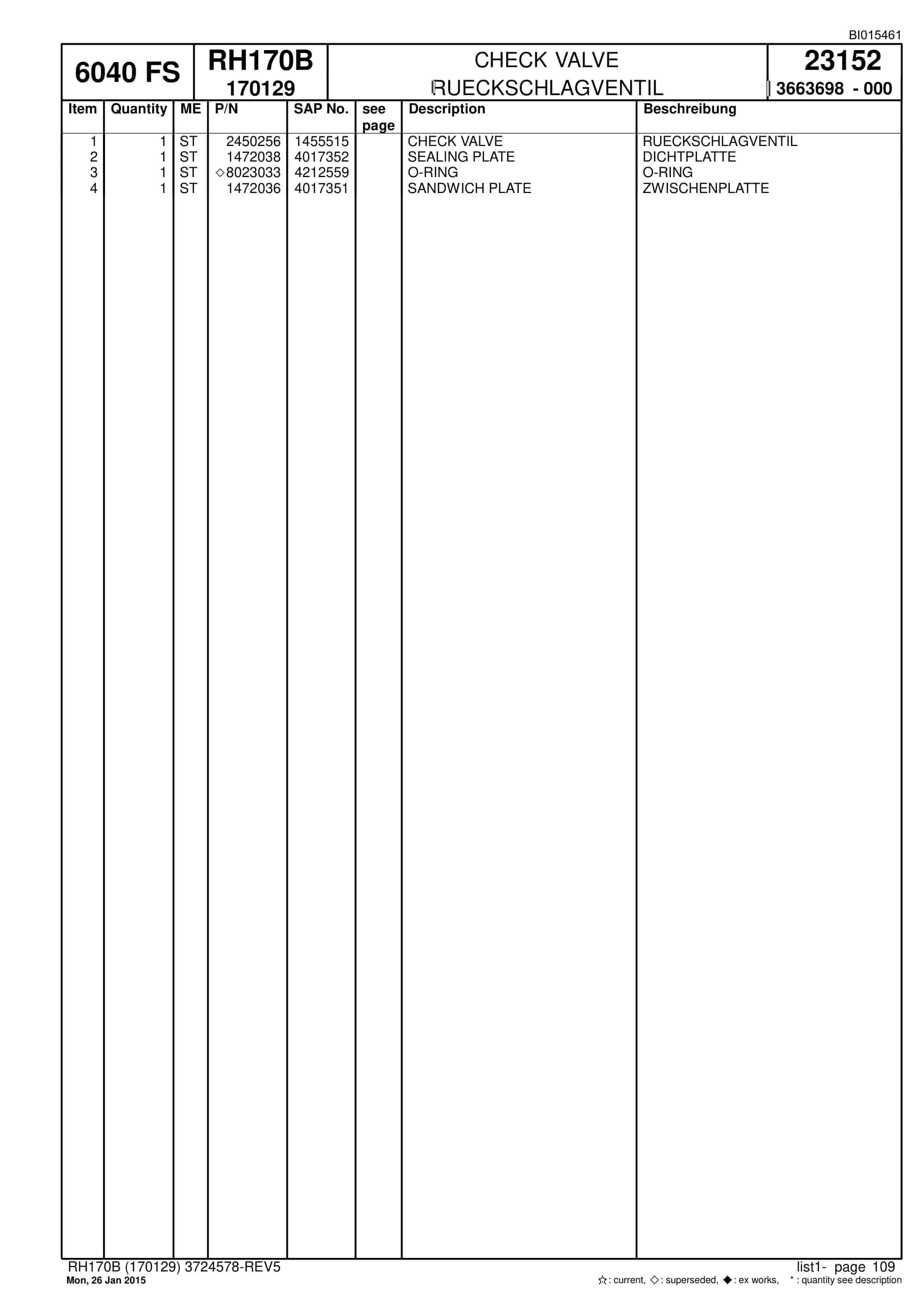 Caterpillar 6040 FS Hydraulic Shovel Spare Parts Manual BI015461-2