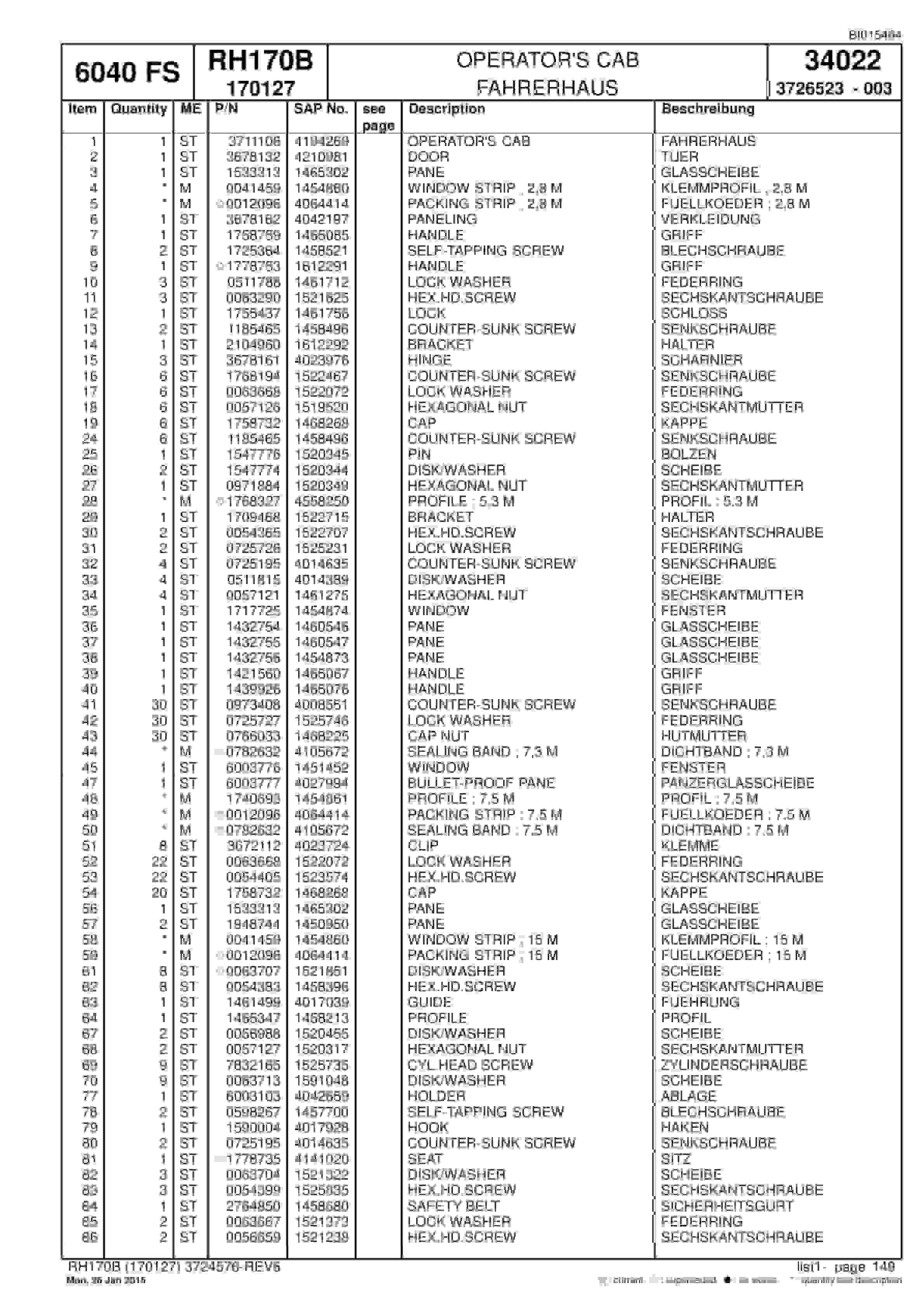 Caterpillar 6040 FS Hydraulic Shovel Spare Parts Manual BI015464-3