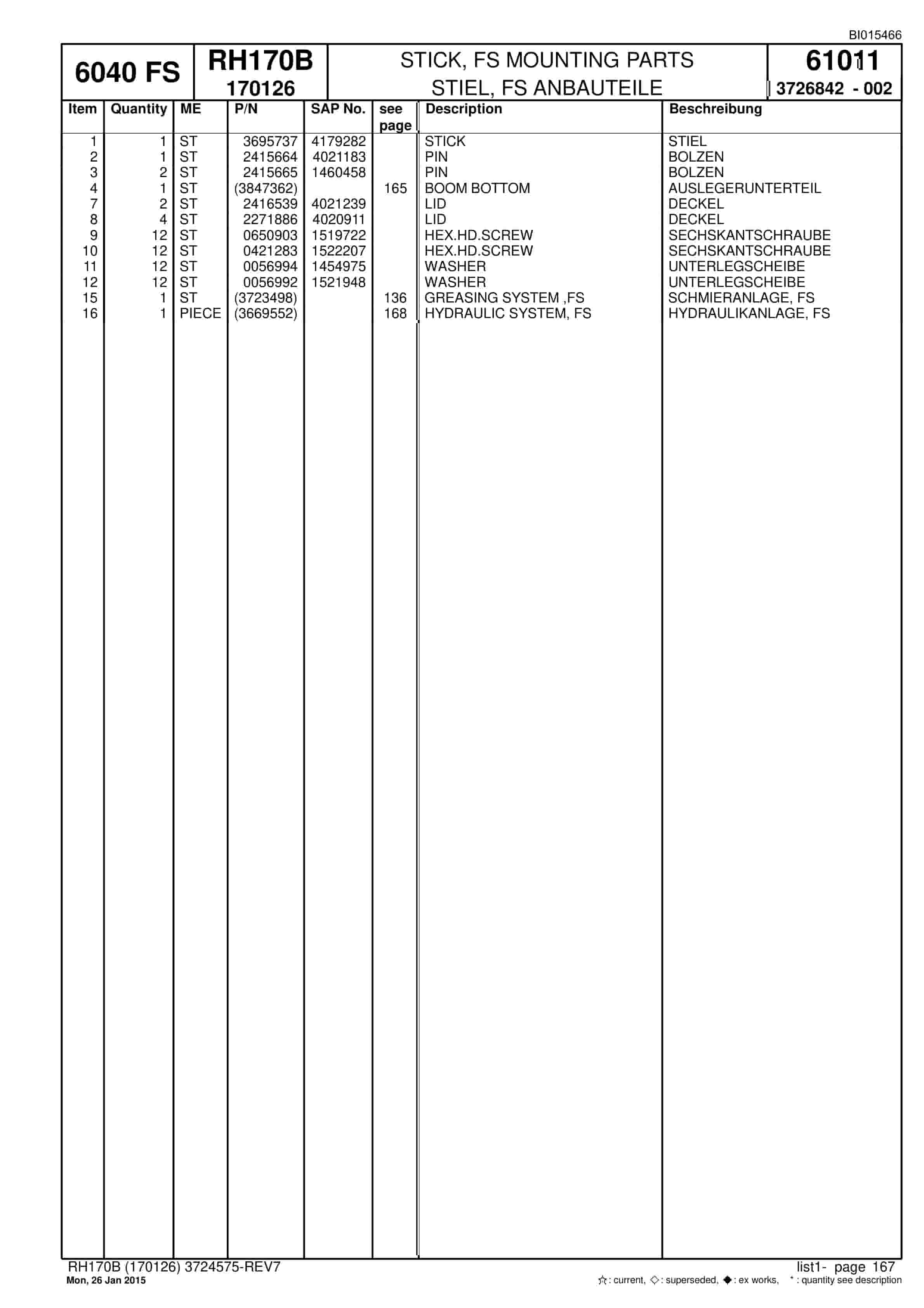 Caterpillar 6040 FS Hydraulic Shovel Spare Parts Manual BI015466-4